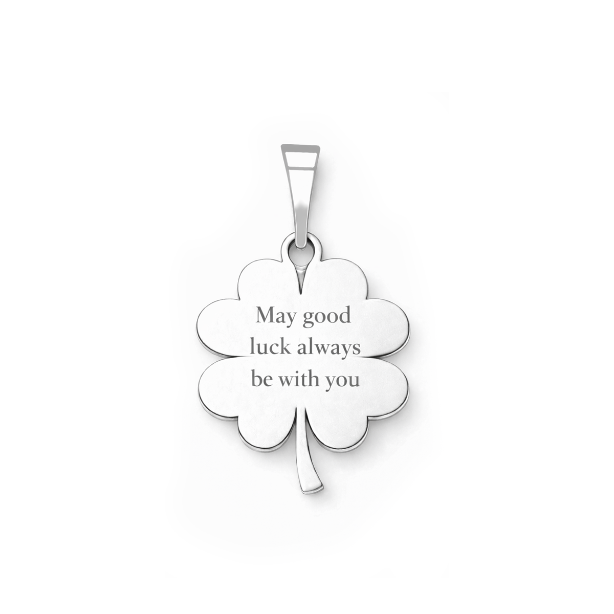 Martisor din argint 925 cu pandantiv trifoi personalizat cu mesaj,