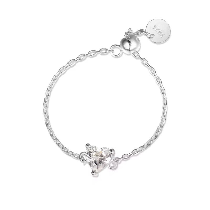 Inel reglabil din argint 925 cu zirconiu și inimă, placat cu rodiu – bijuterie elegantă și cadou ideal, Maison La Stéphanie.