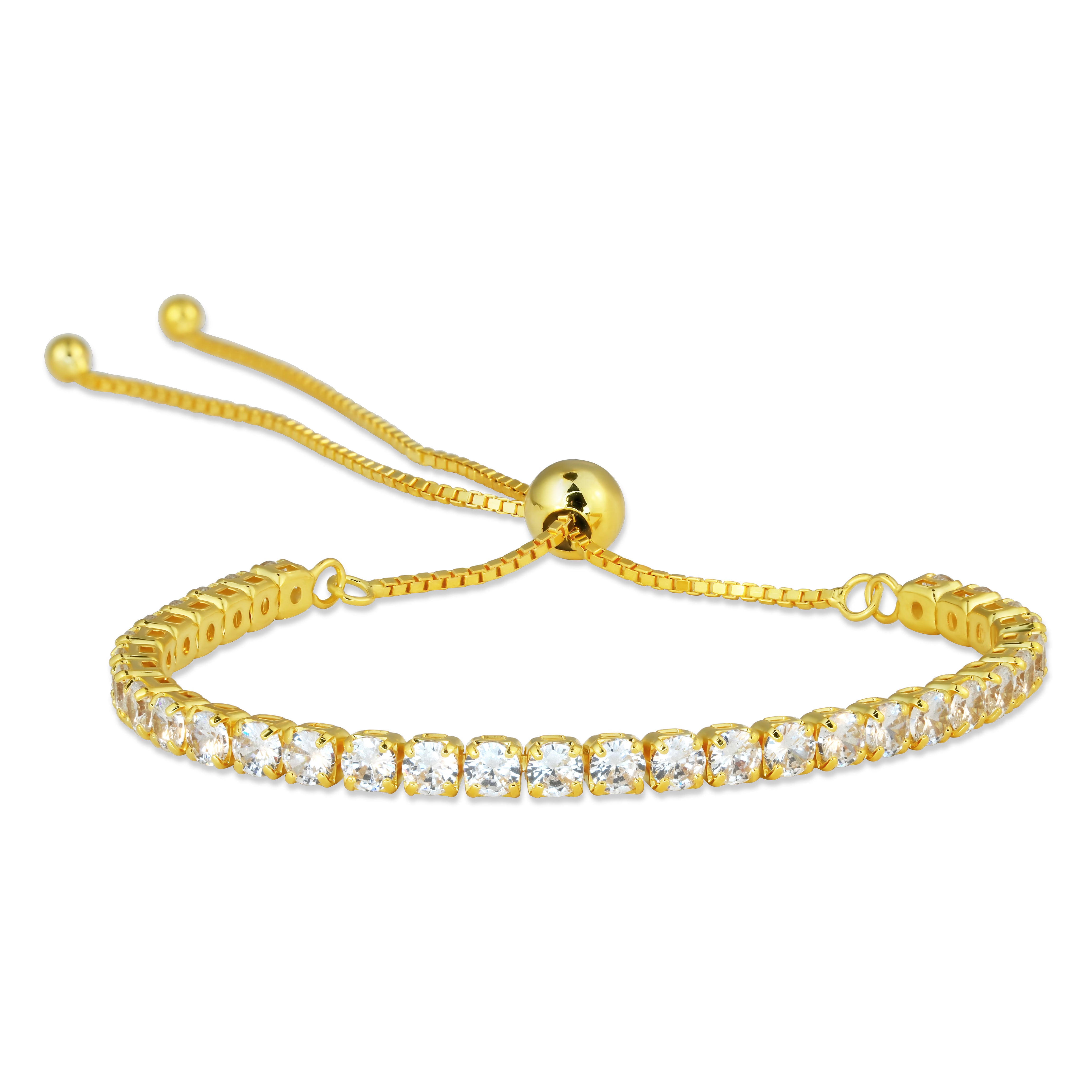 Brățară Tennis din argint 925 placat cu aur 18K, reglabilă, cu zirconia strălucitoare — eleganță clasică și rafinament modern.