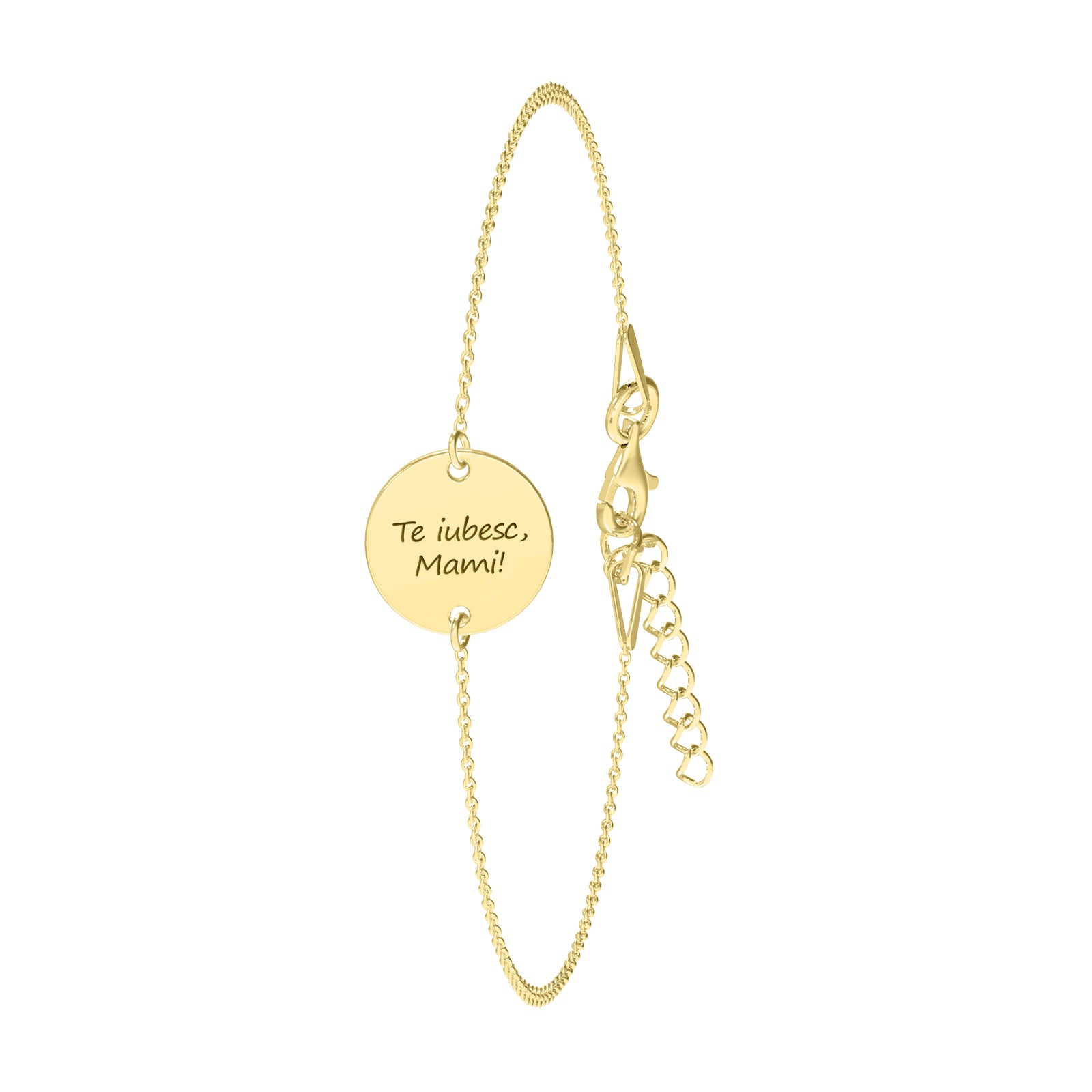 bratara argint placat cu aur cu banut personalizabil cu text mesaj sau simbolul dorit