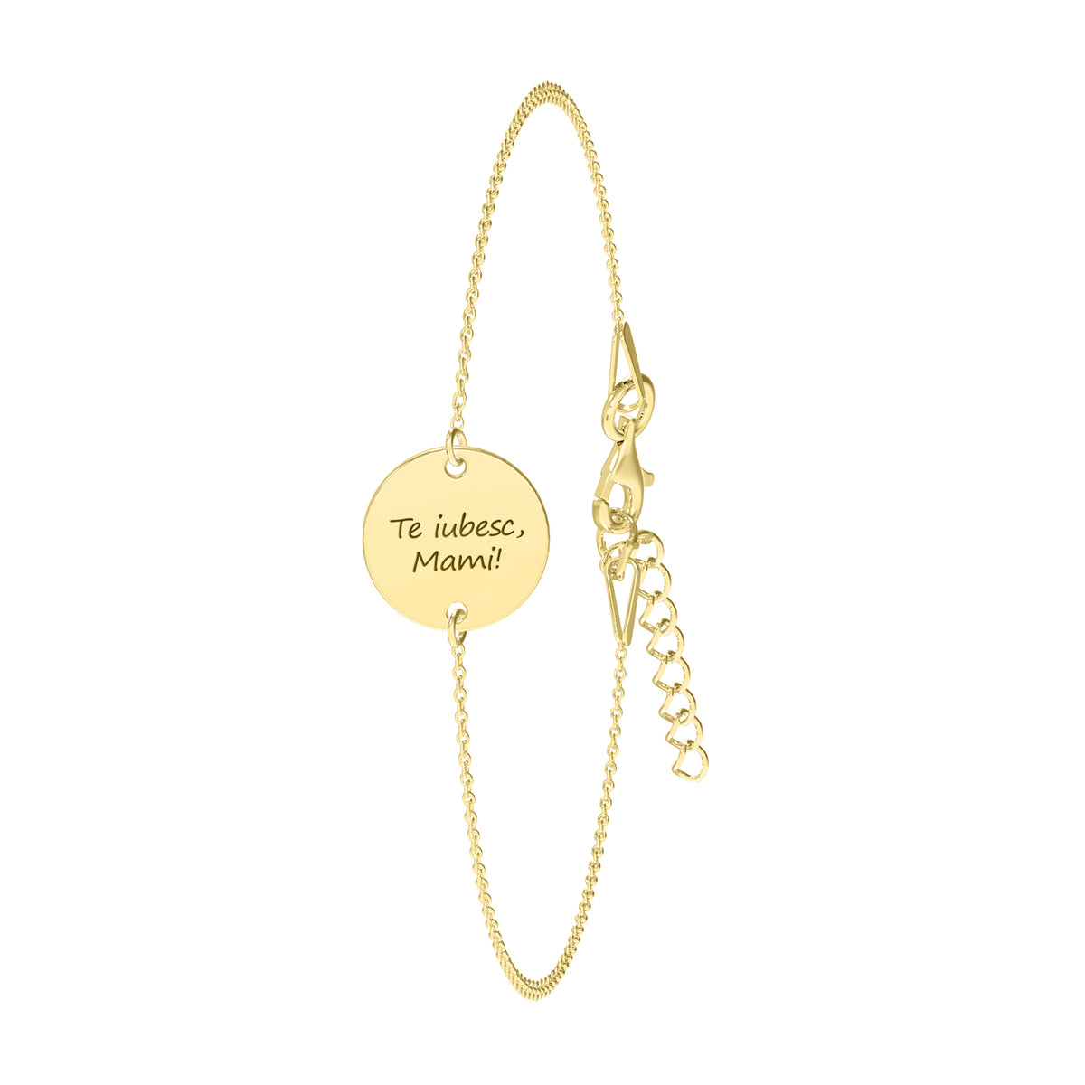 bratara argint placat cu aur cu banut personalizabil cu text mesaj sau simbolul dorit