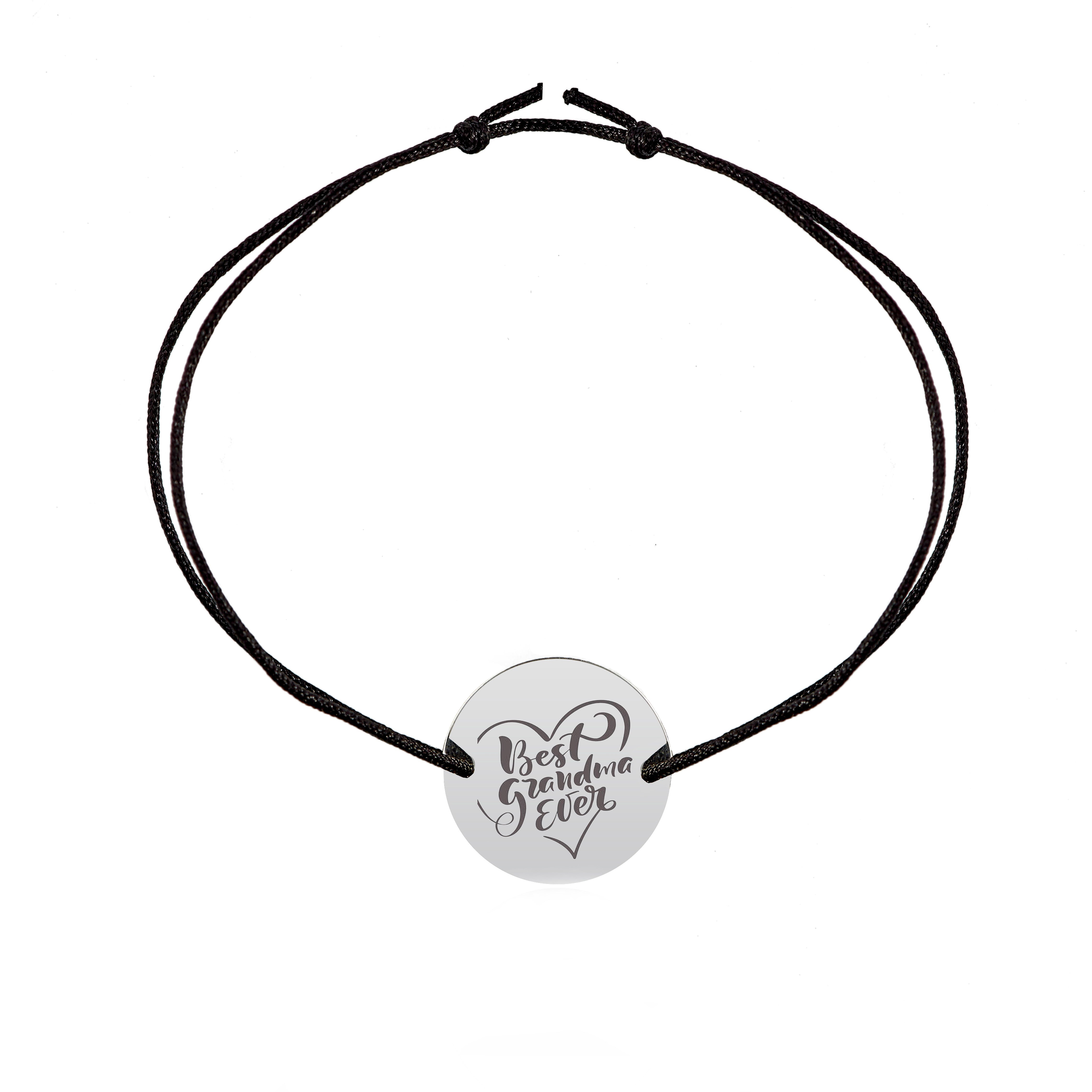 Brățară Best Grandma Ever din argint 925 pe șnur ajustabil – un cadou elegant și emoționant pentru bunică, semnat Maison La Stéphanie.