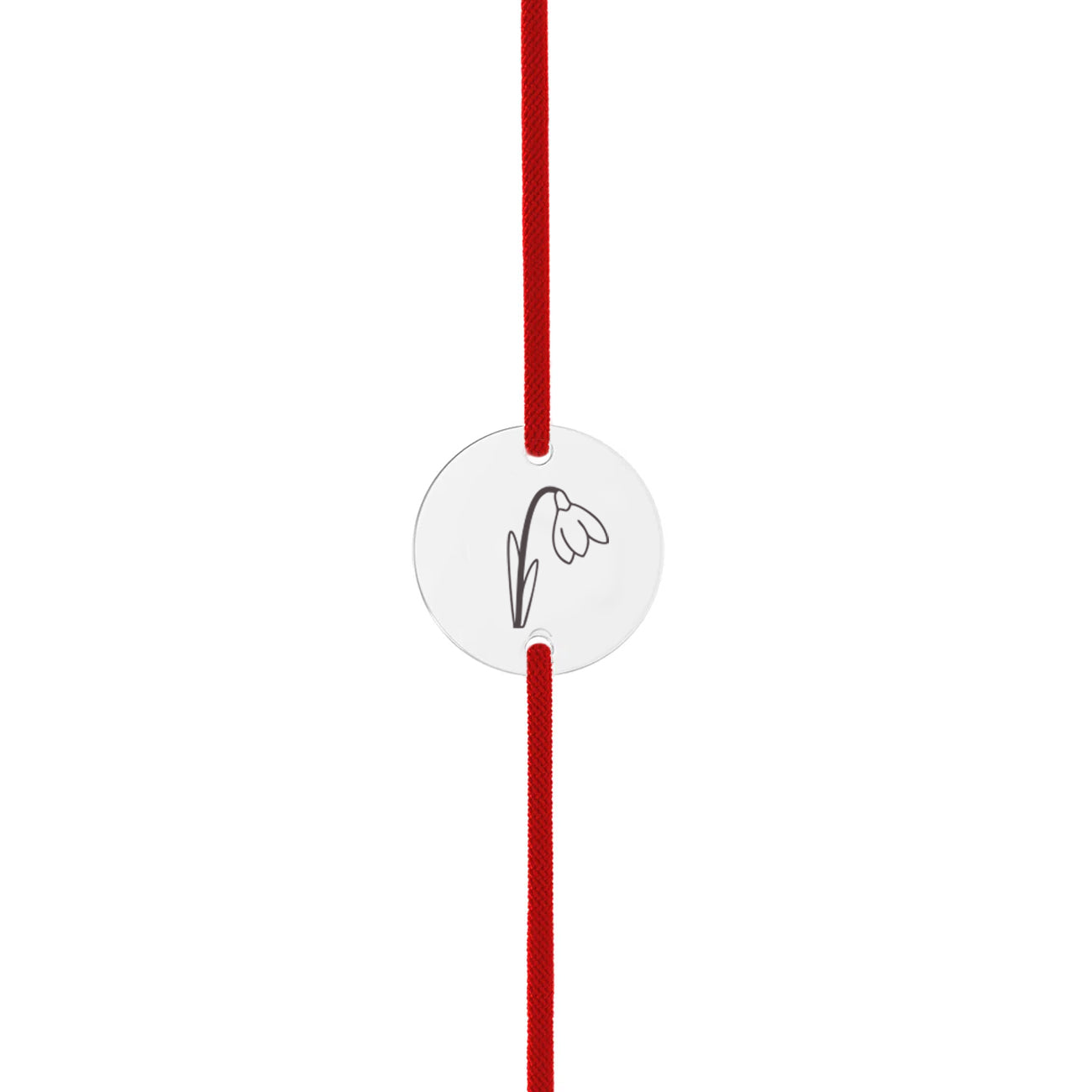 Brățară ghiocel din argint 925 cu șnur roșu ajustabil. Simbol al primăverii, un cadou elegant și delicat pentru femei. Maison La Stéphanie.