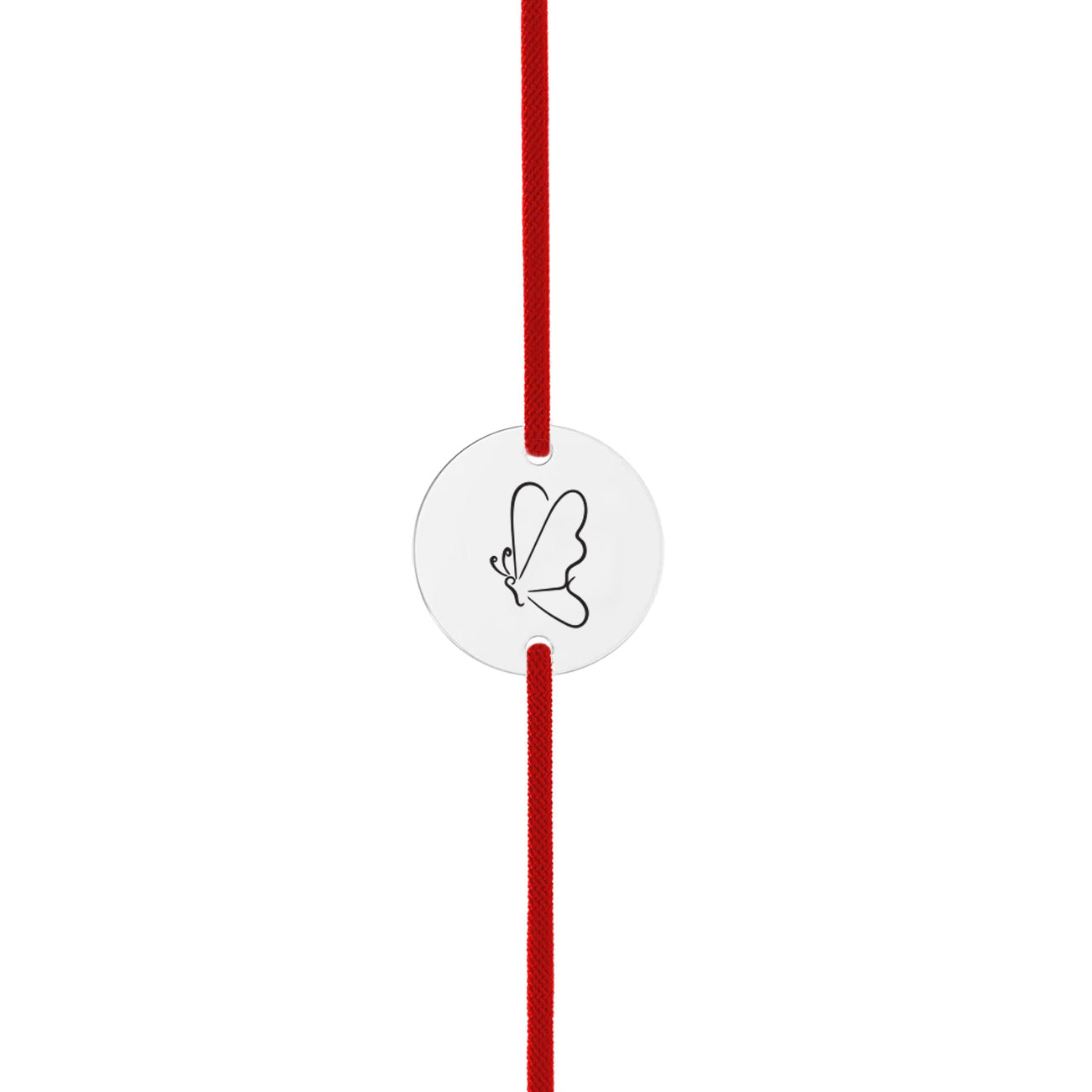 Brățară Little Butterfly din argint 925, cu șnur roșu ajustabil. Bijuterie delicată cu simbolul fluturelui — libertate, transformare și noroc. Maison La Stéphanie.