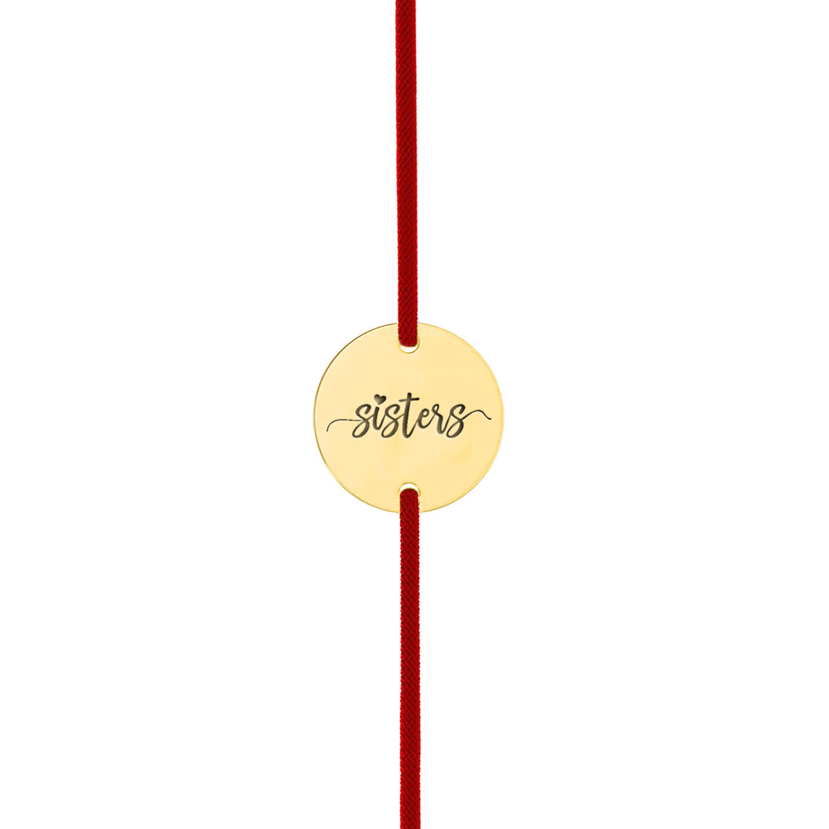 Brățară Sisters din argint 925 placat cu aur 18K, cu șnur roșu ajustabil. Cadou simbolic pentru surori, plin de emoție și rafinament. Maison La Stéphanie.