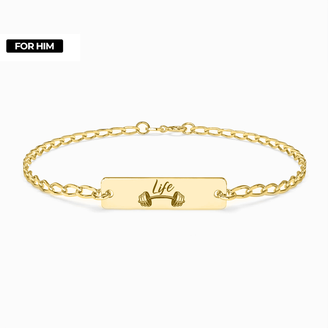 Brățară bărbați Gym Addicted din argint 925 placat cu aur 18K, cadoul perfect pentru pasionații de sală și fitness — Maison La Stéphanie.