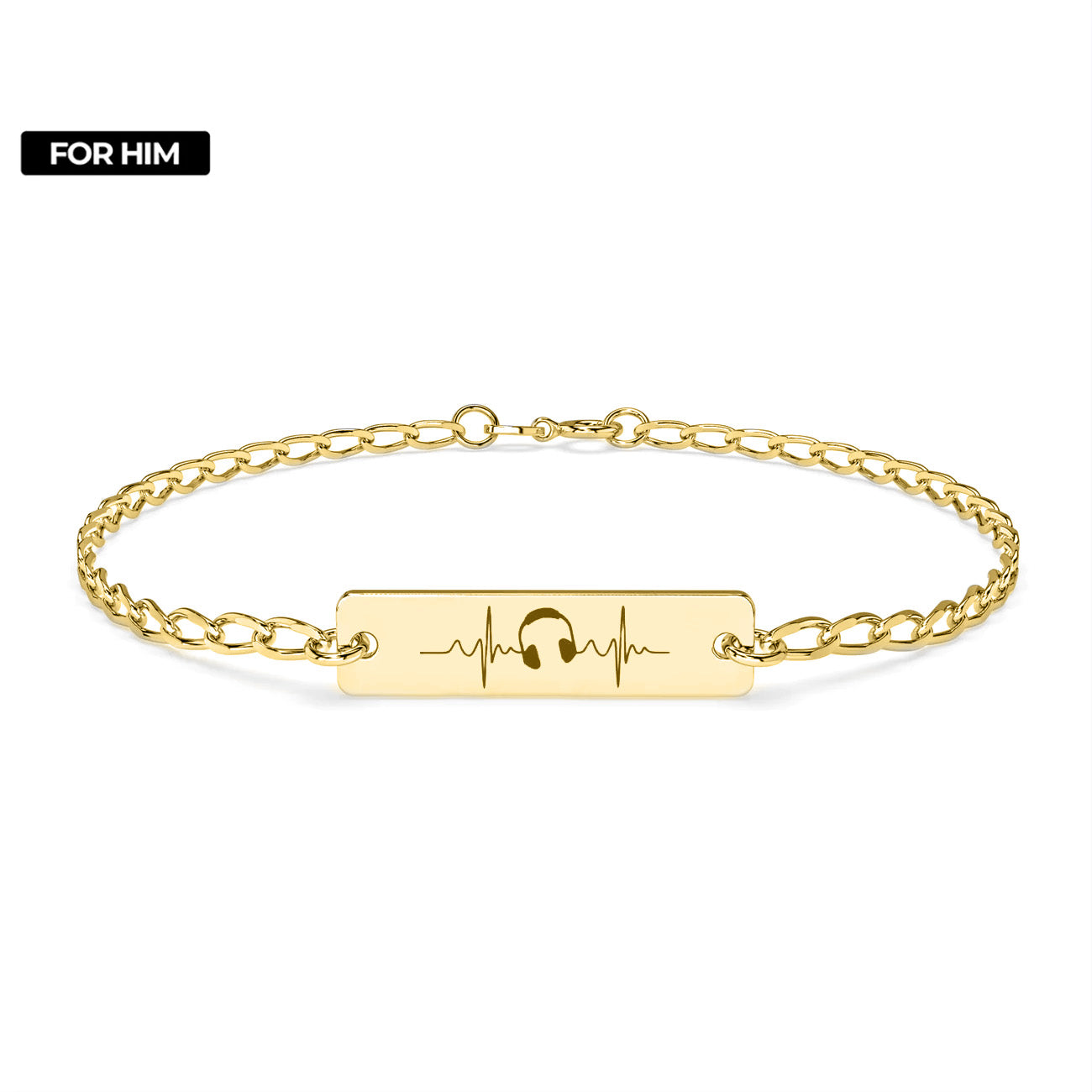 Brățară bărbați Music Lover din argint 925 placat cu aur 18K, cadoul perfect pentru pasionații de muzică — Maison La Stéphanie.