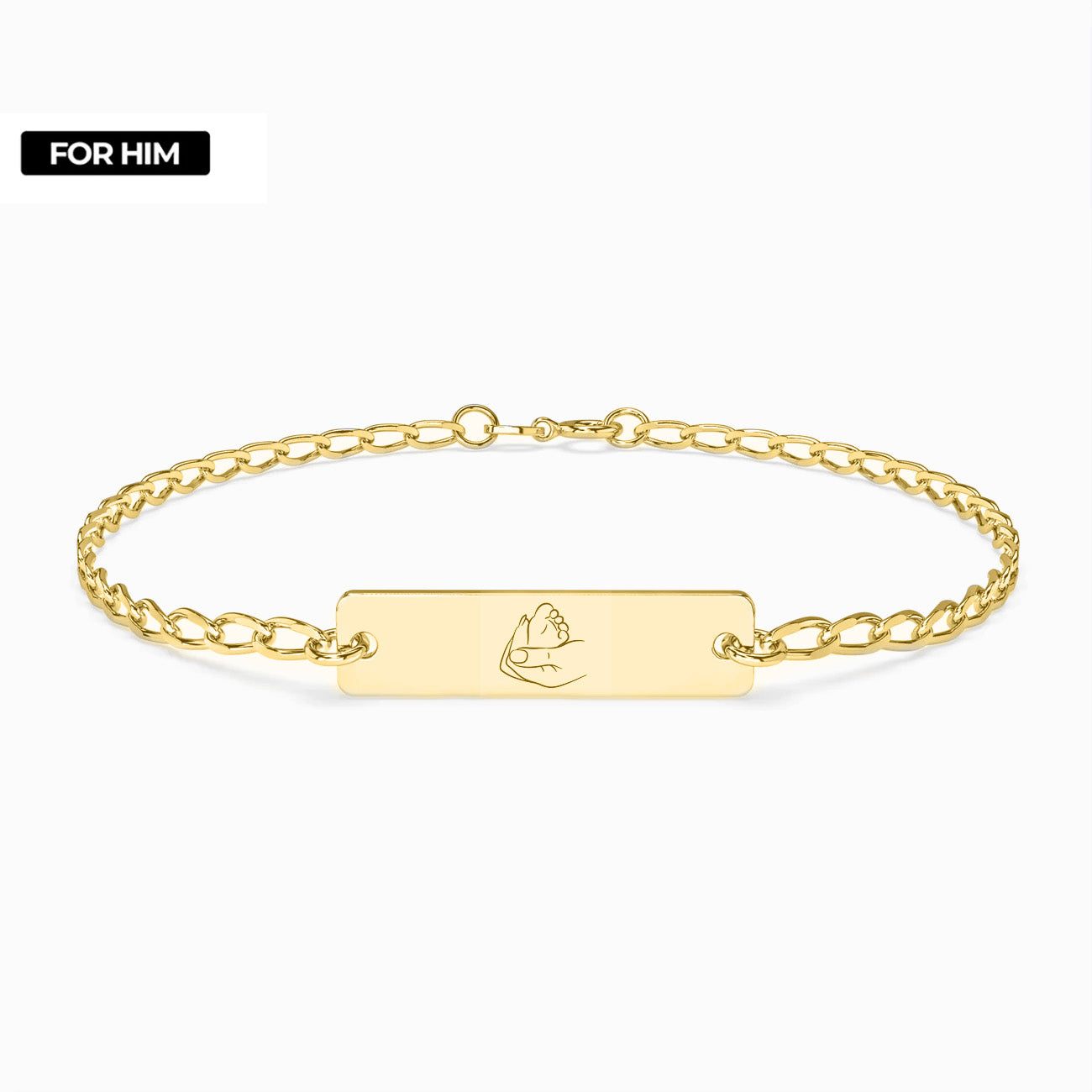 Brățară bărbați cu simbol picioruș de bebe, din argint 925 placat cu aur 18K — cadoul ideal pentru tătici, by Maison La Stéphanie.