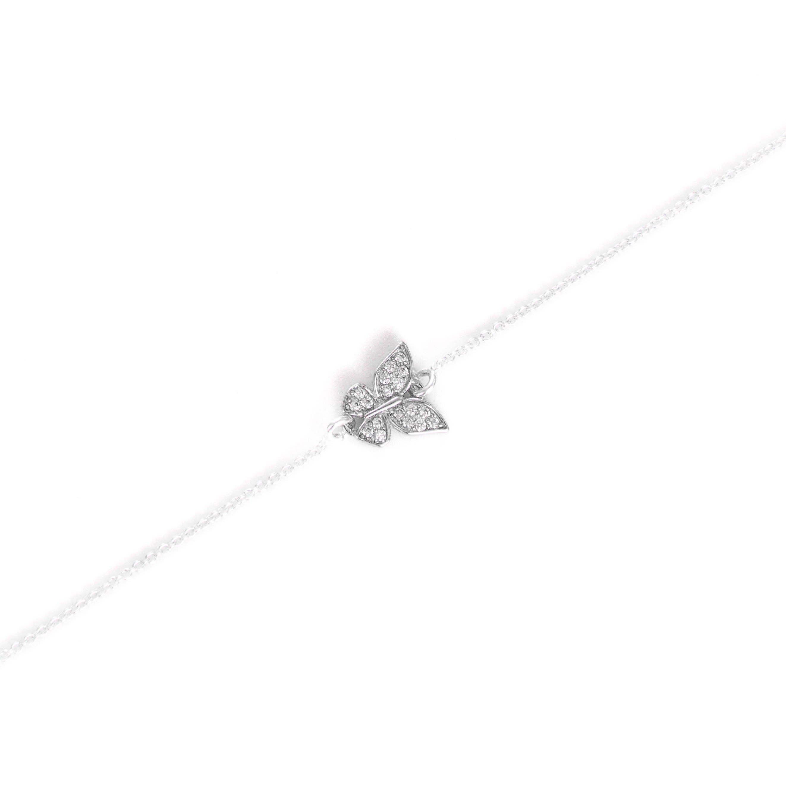 Brățară fină din argint 925 cu fluture și zirconii – bijuterie elegantă Maison La Stéphanie, ideală pentru cadou de zi de naștere sau aniversare.