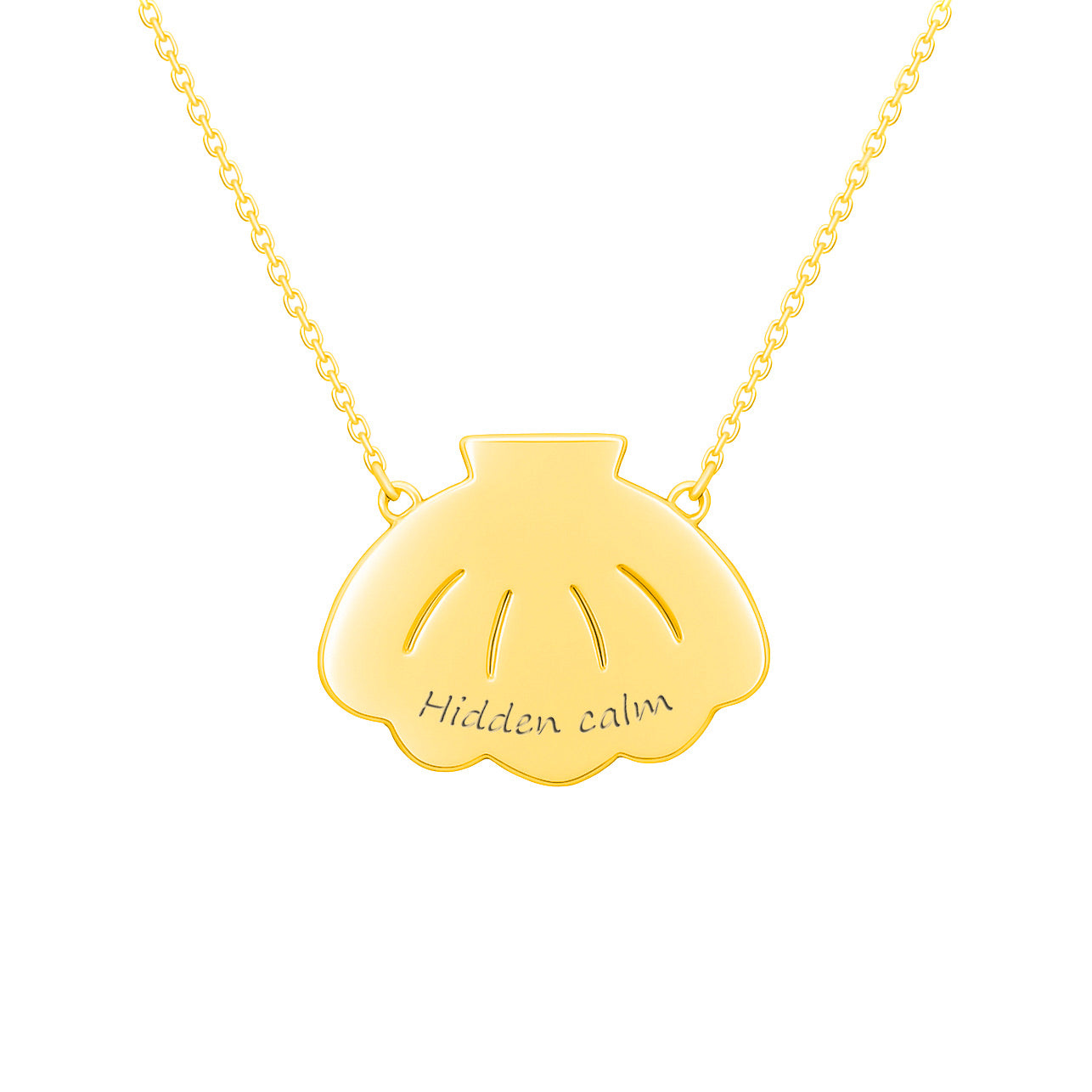 Colier în formă de scoica din argint placat cu aur, cu spatiu pentru gravura personalizata