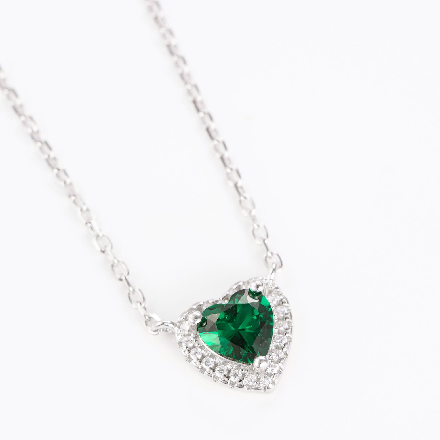 Colier argint Inima Smarald Maison la Stephanie
