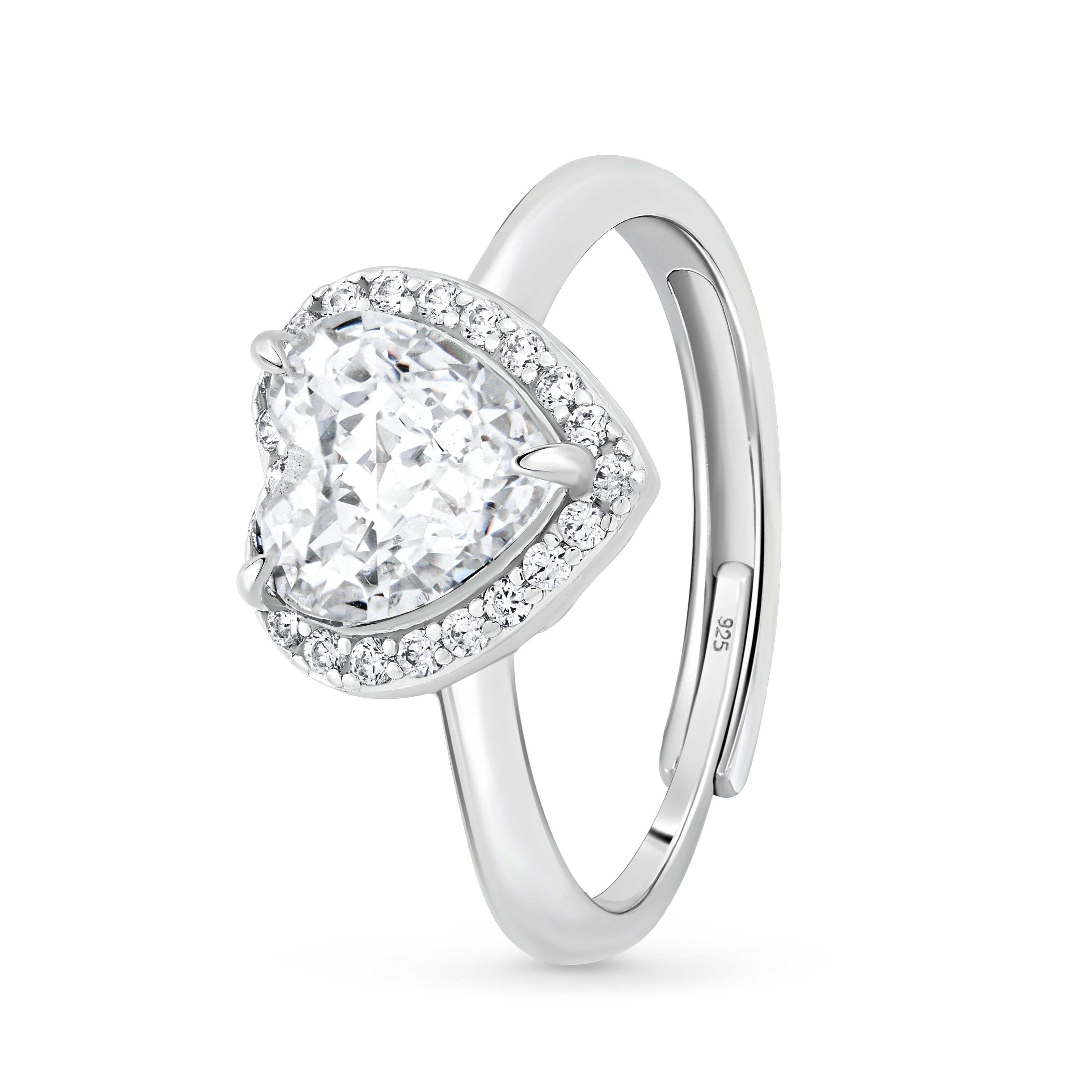 Inel moissanit cu inima alba 1 ct argint 925