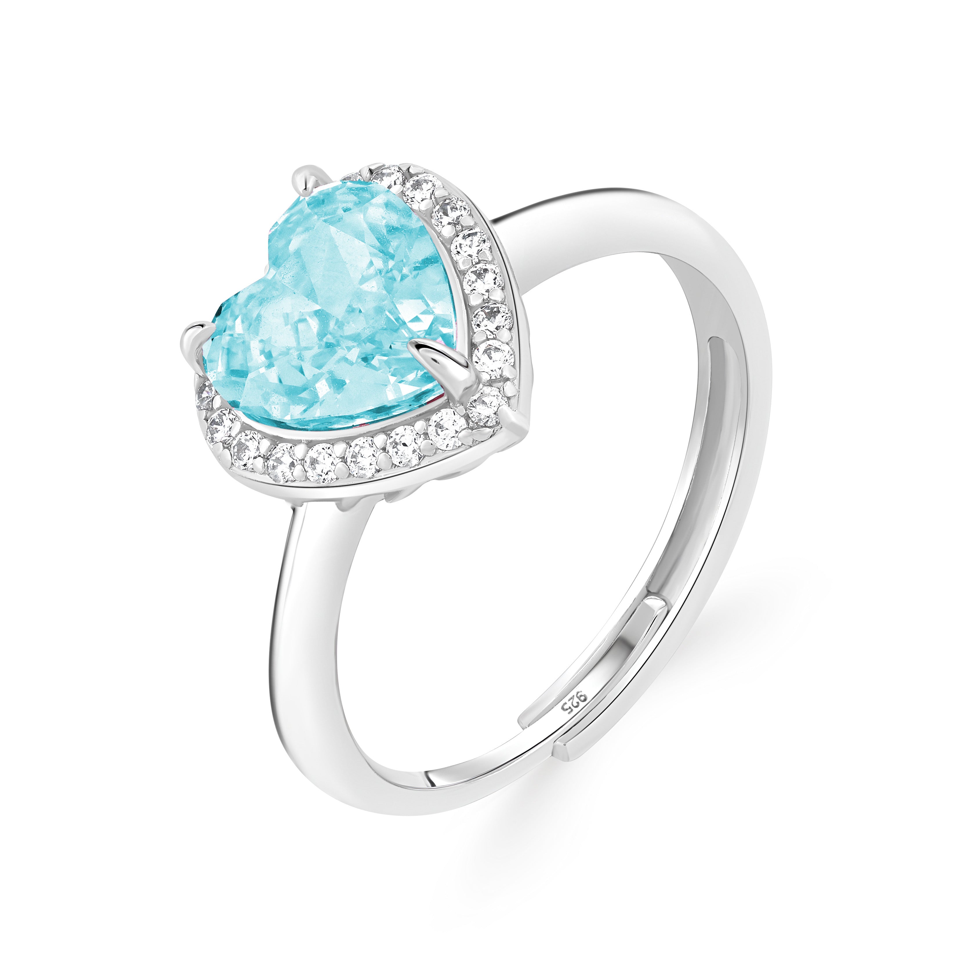 Inel din argint 925 cu moissanit bleu în formă de inima model French Riviera Heart MAISON STEPHANIE brand