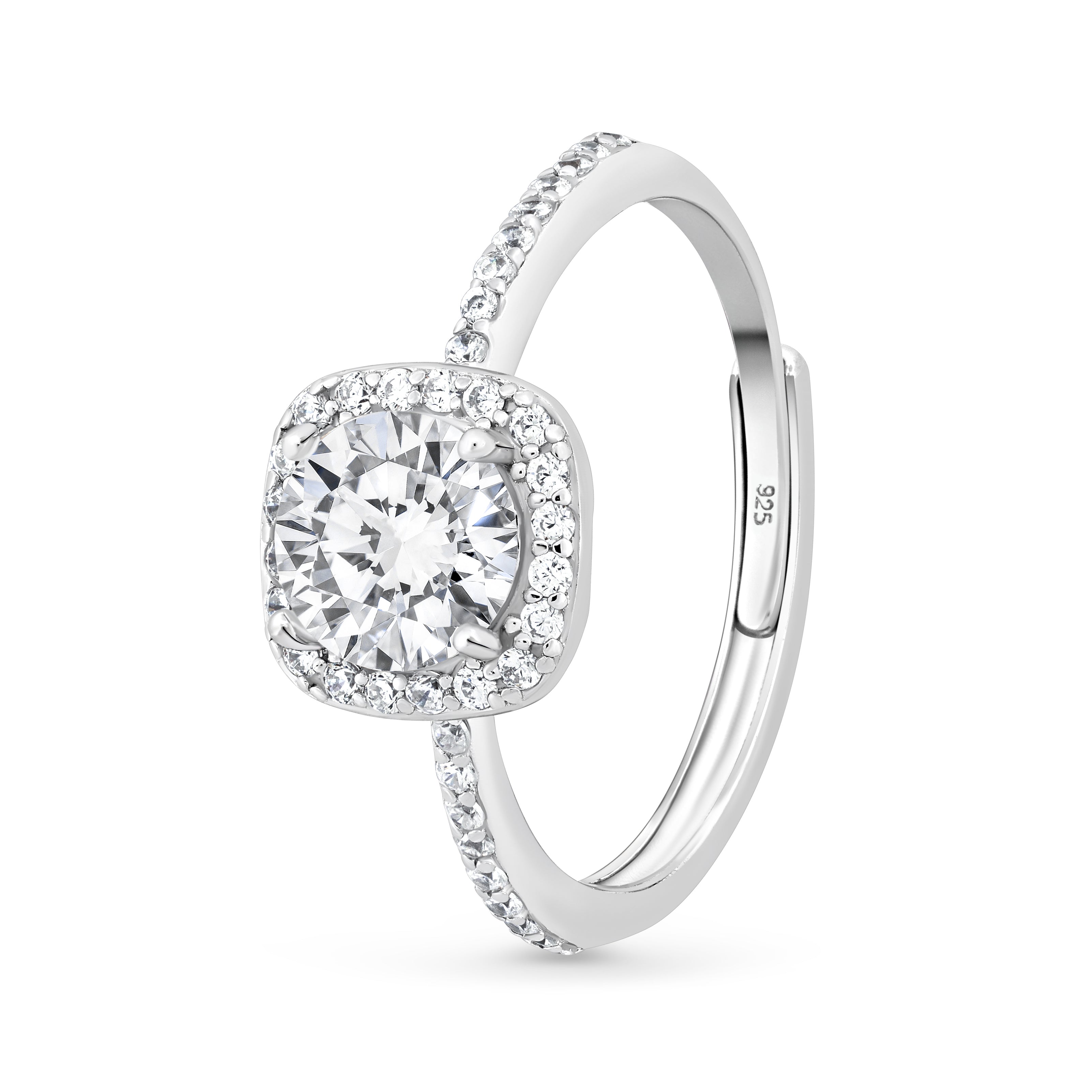 Inel halo moissanit 1 ct argint 925 Royal Cushion