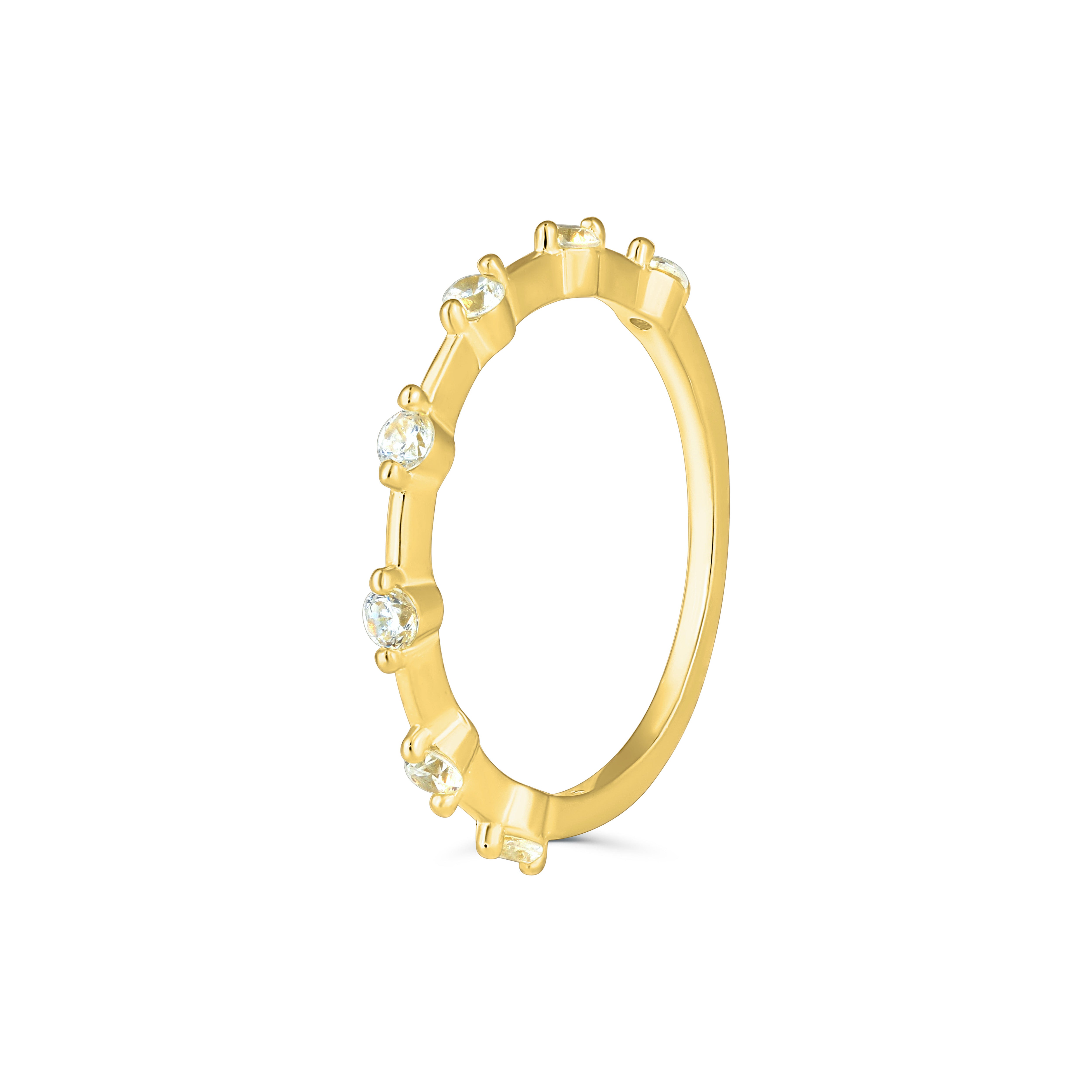 Inel fin din argint placat cu aur 18K și zirconia — bijuterie minimalistă, rafinată și ideală pentru purtare zilnică, marca Maison La Stéphanie.