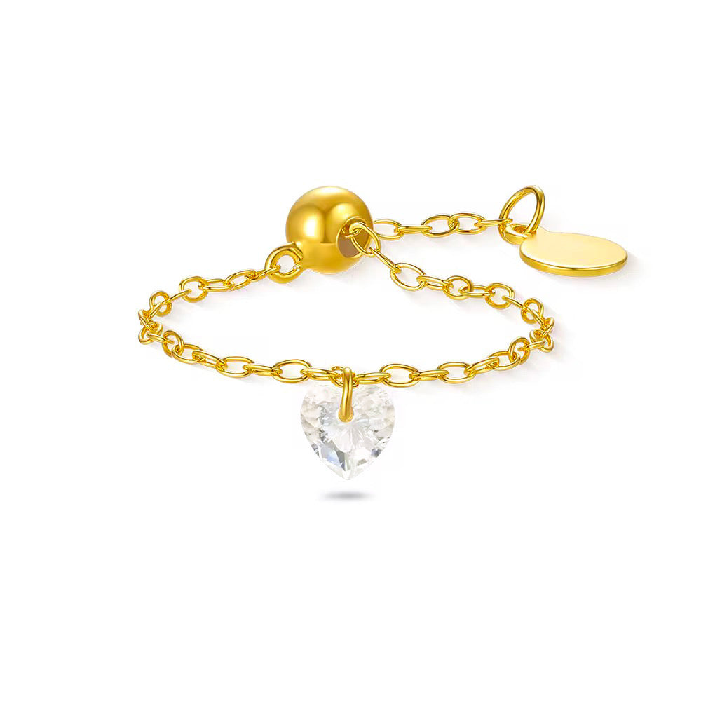 Inel reglabil din argint 925 placat cu aur 14K, cu inimioară delicată — bijuterie elegantă și cadou ideal pentru ea, Maison La Stéphanie.