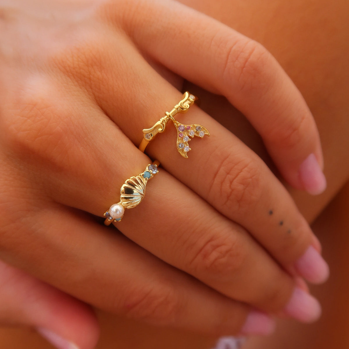 Inel La Mer Secrète din argint placat cu aur Maison La Stéphanie