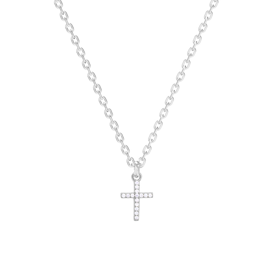 lantisor argint 925 cruciulita cu pietricele albe zircnoia