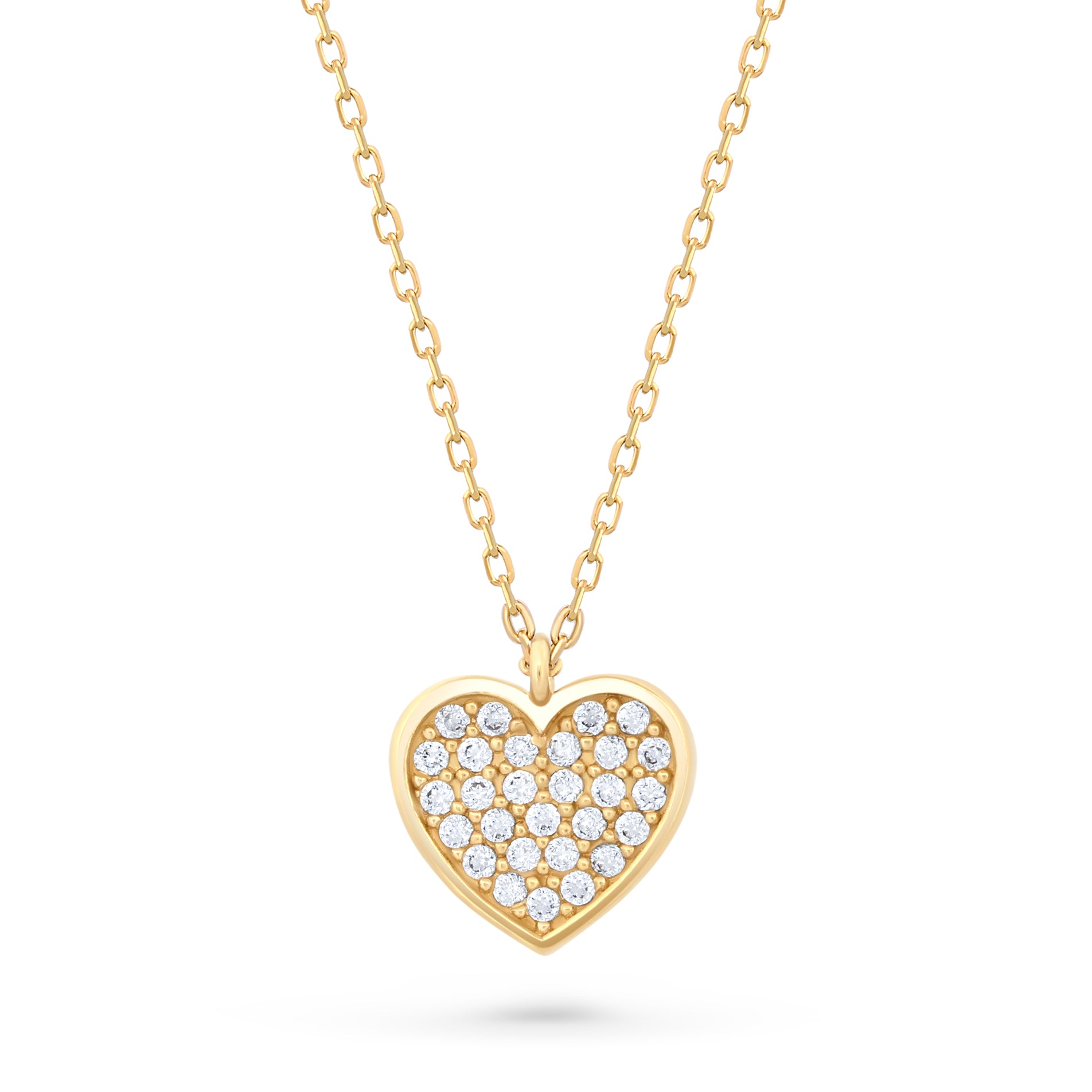 lantisor aur 14k pandantiv inima cu zirconii sclipitoare stralucire fina