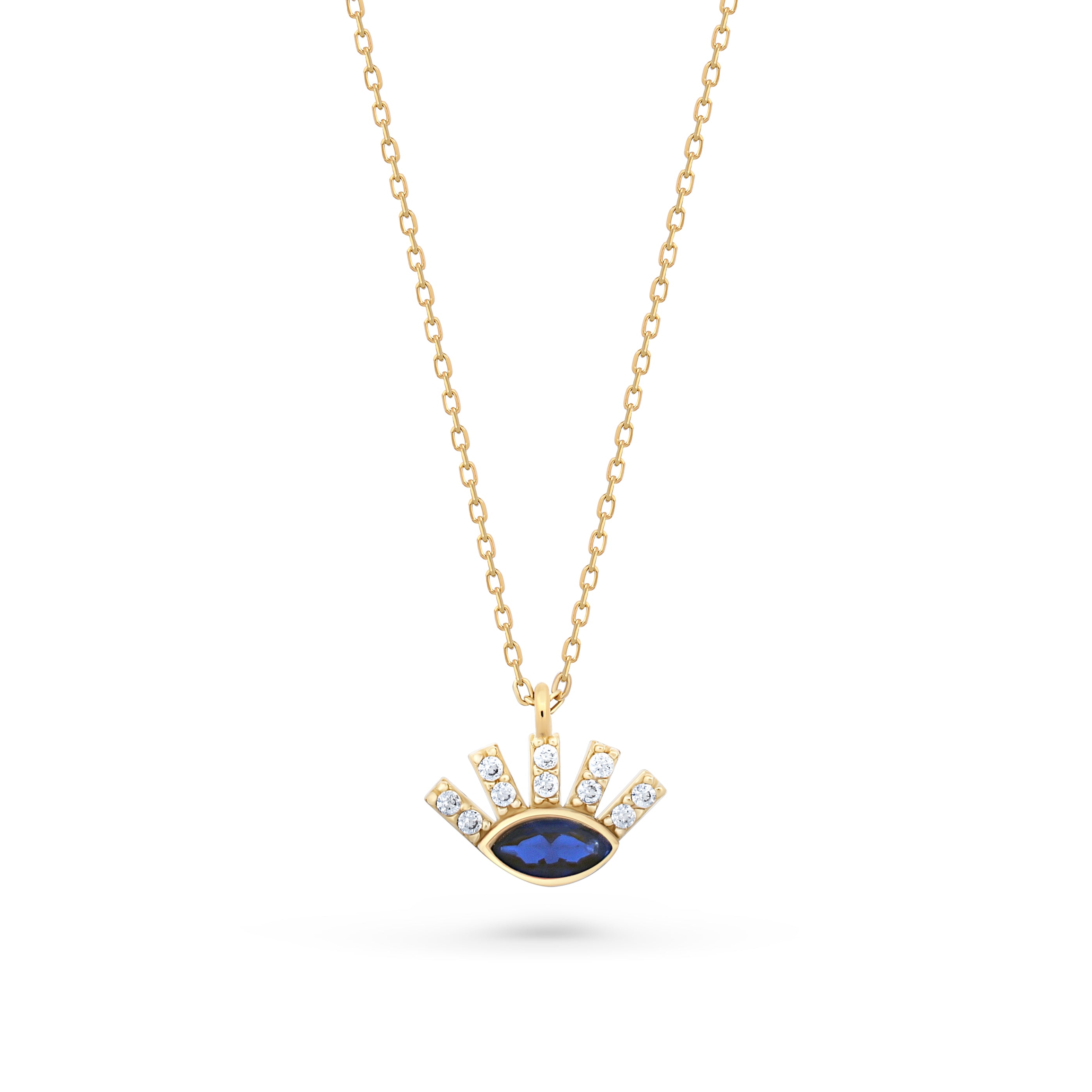 Mystic Eye necklace in 14K gold, blue stone