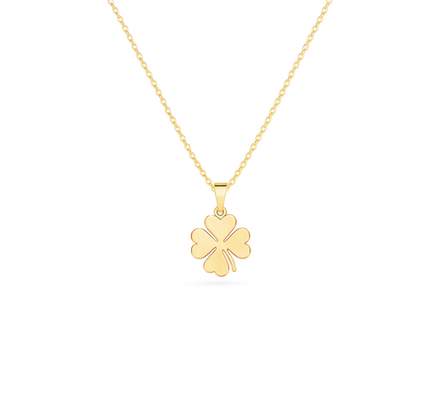 Colier din aur 8K cu pandantiv trifoi cu patru foi, lanț de 45 cm