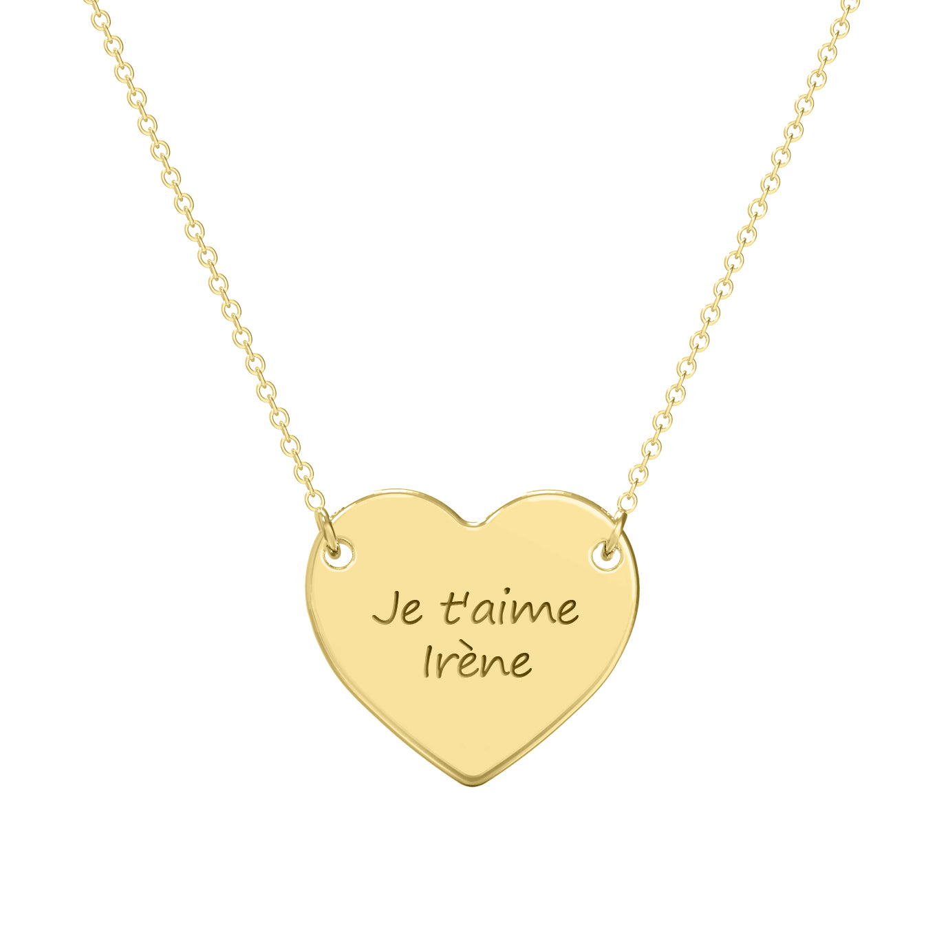 lantisor inimioara argint placat cu aur personalizata cu mesajul dorit