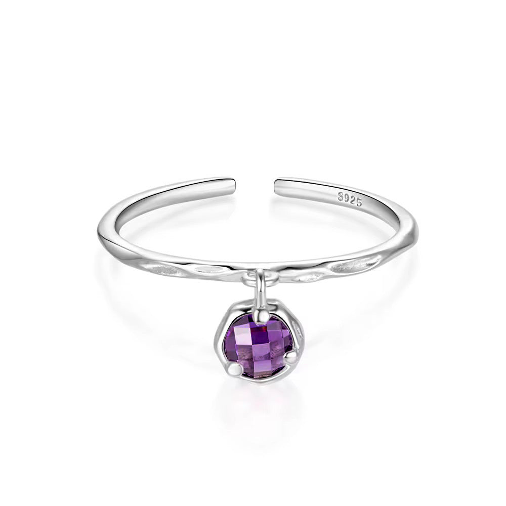 Set 2 inele argint cu pietre mov zirconia — bijuterii minimaliste și versatile, ideale pentru mix & match, marca Maison La Stéphanie.