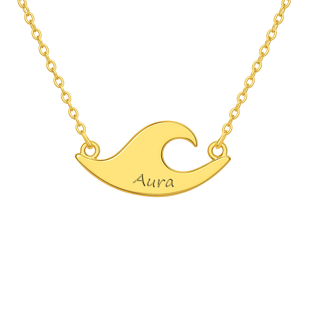 Colier val din argint 925 placat cu aur Maison La Stéphanie, gravură personalizabilă inclusă