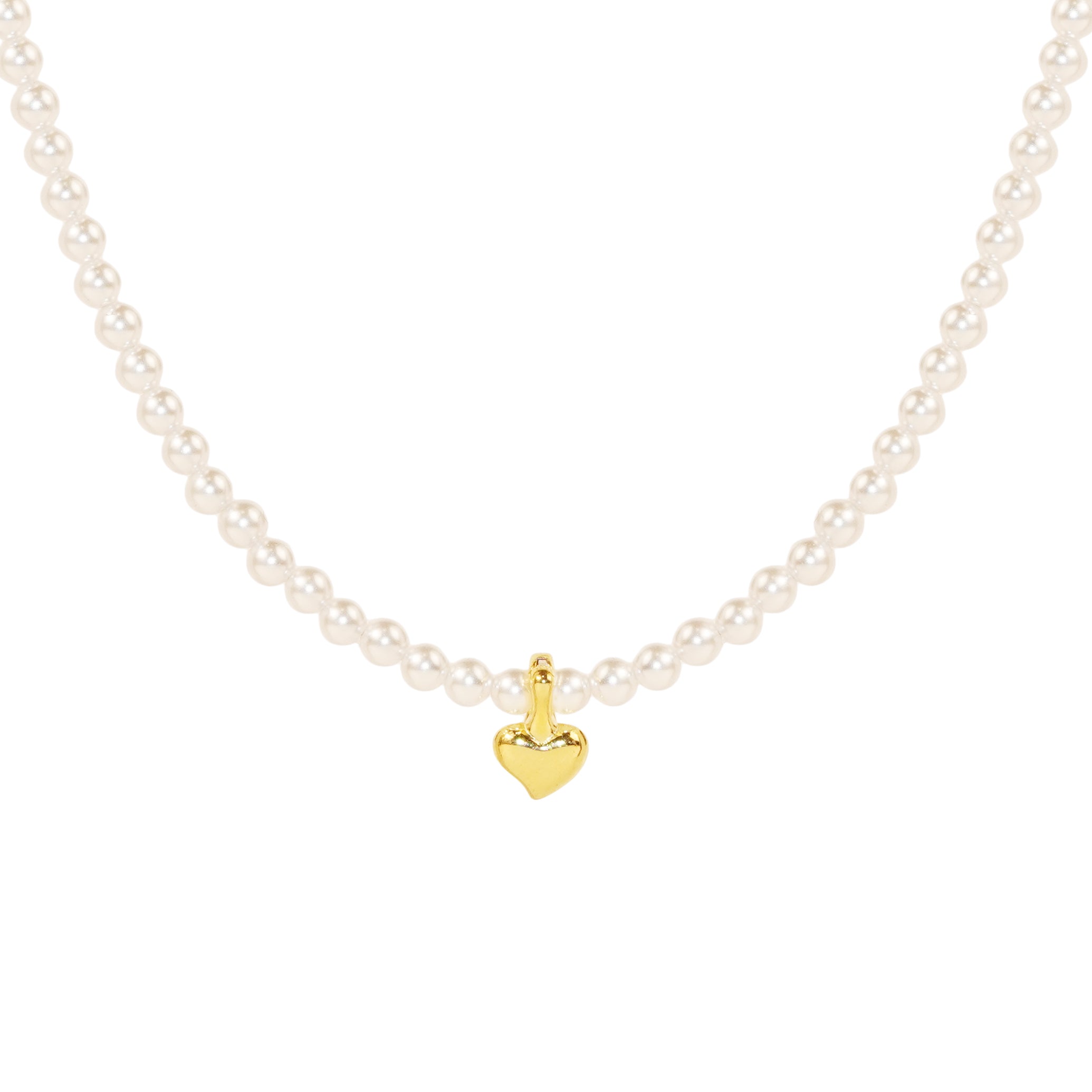 Colier cu perle și inimă din argint 925 placat cu aur 18K, bijuterie elegantă și delicată – cadou ideal pentru iubită sau ocazii speciale. Maison La Stéphanie.