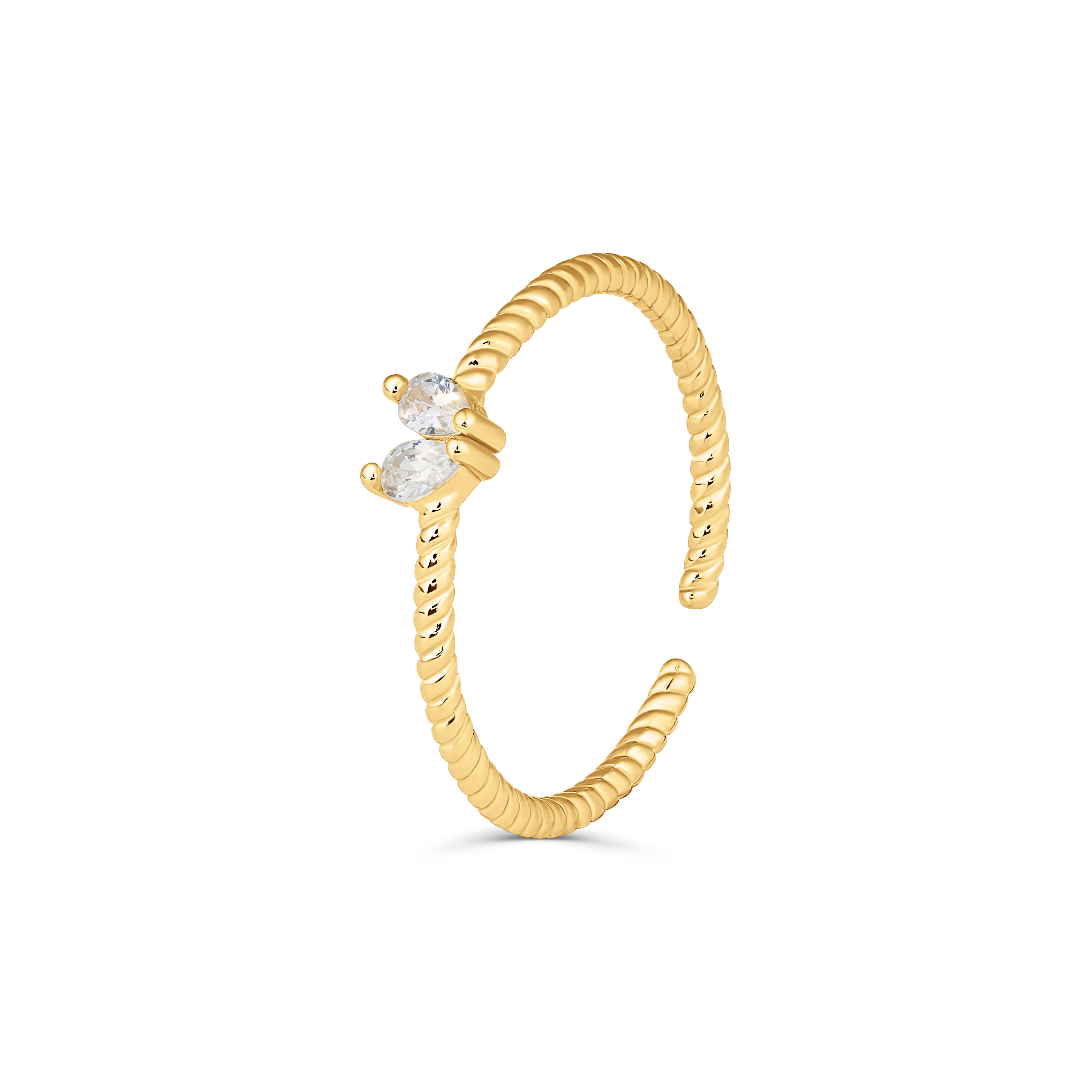 Inel delicat din argint placat cu aur 18K și zirconia — bijuterie feminină, romantică și ideală pentru cadou, marca Maison La Stéphanie.