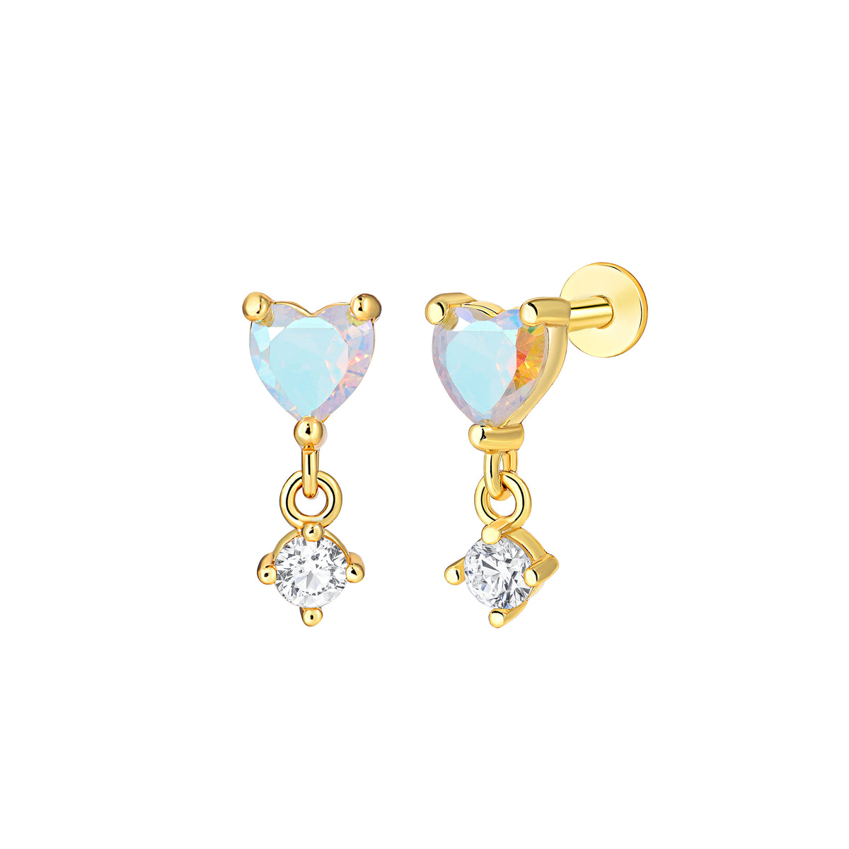 Cercei Aurora Drop din argint 925 placat cu aur, cu pietre zirconii stralucitoare in design elegant – Maison La Stephanie