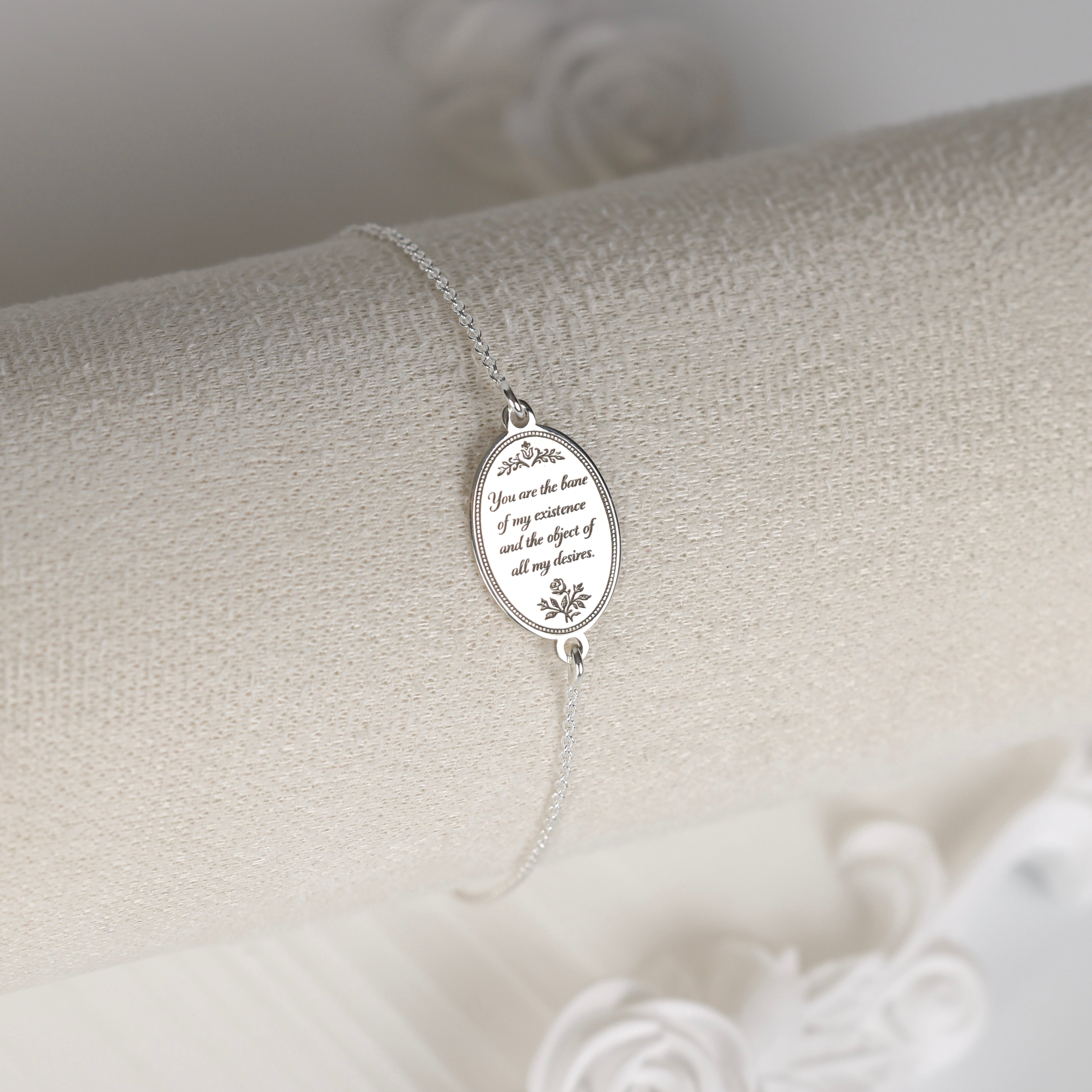 bratara argint bane of my existence pandantiv oval gravat regency love letters collection maison stephanie