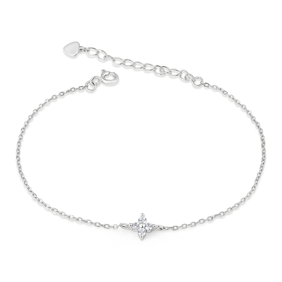 Brățară fină din argint 925 placat cu rodiu, cu floare și zirconia — bijuterie delicată și cadou feminin ideal, Maison La Stéphanie.