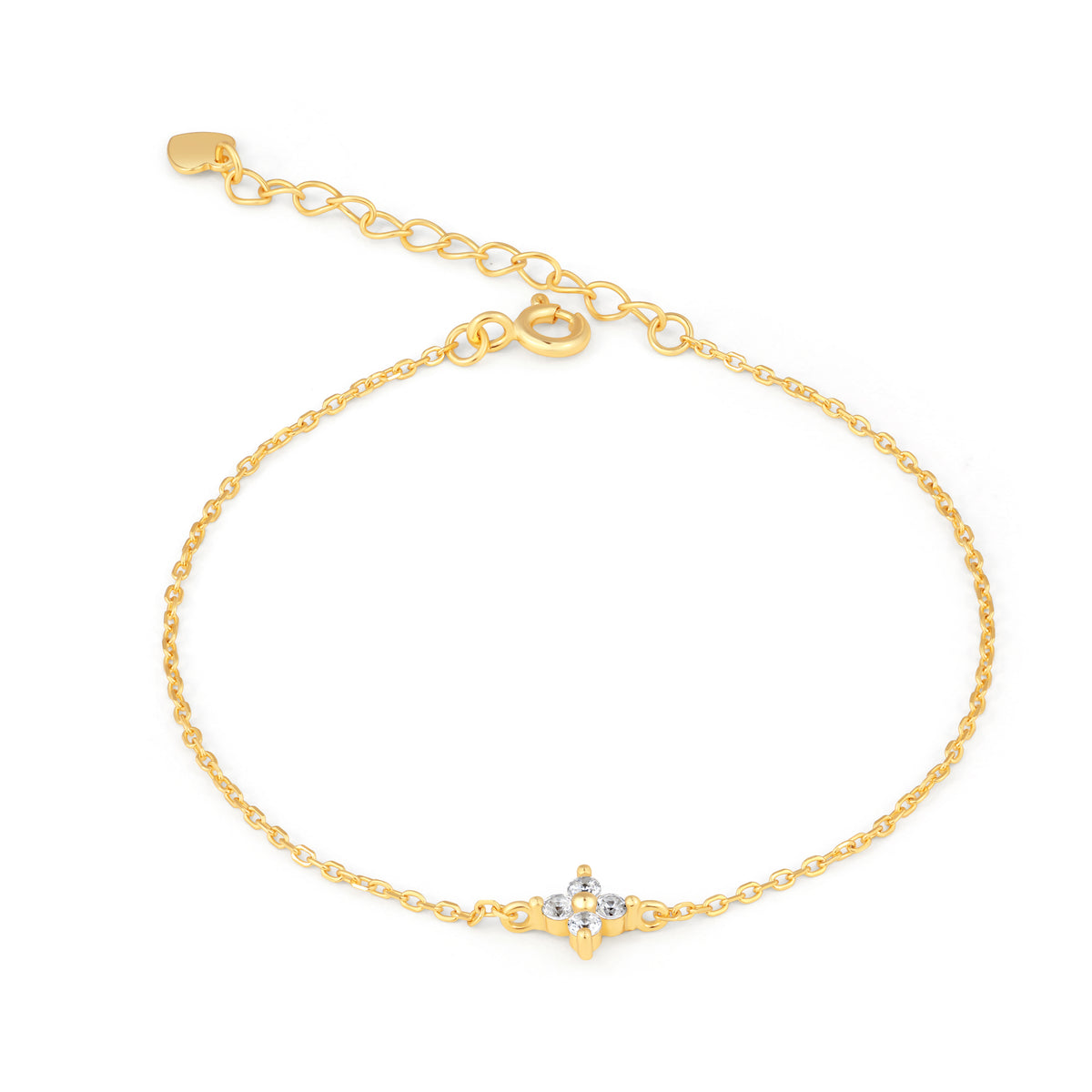 Brățară din argint 925 placat cu aur 18K, cu floare și zirconia — bijuterie delicată și cadou feminin ideal, Maison La Stéphanie.