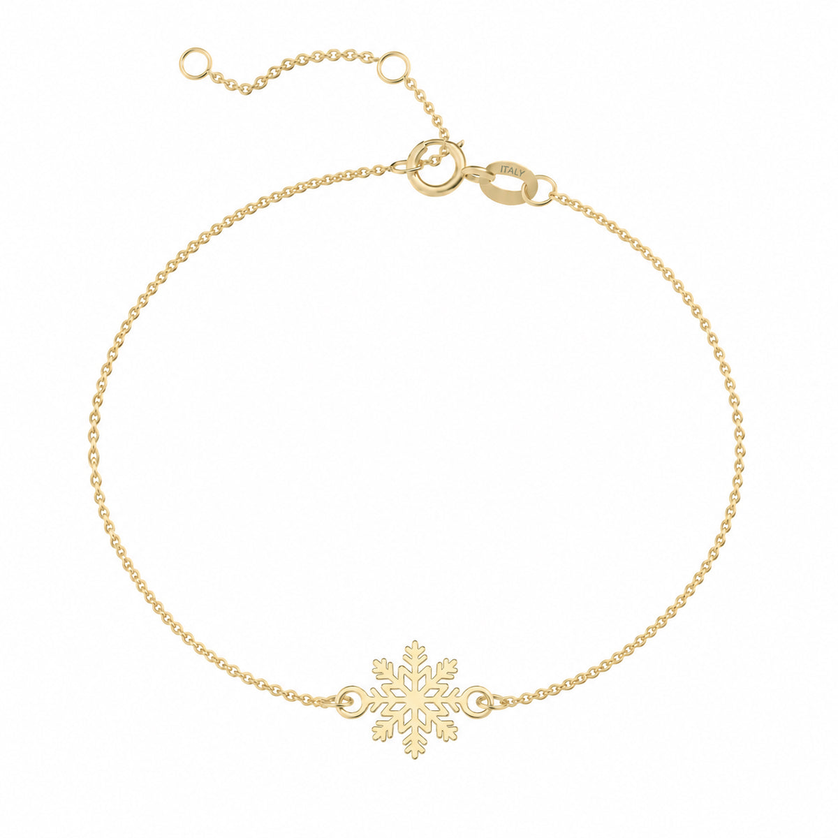 Charm din aur galben 14K (585) pentru bratara Fulg de Nea, in forma de fulg de zapada stilizat cu sase brate simetrice, ramificatii fine si varfuri decorative, pandantiv cristal de zapada din aur MAISON Stéphanie