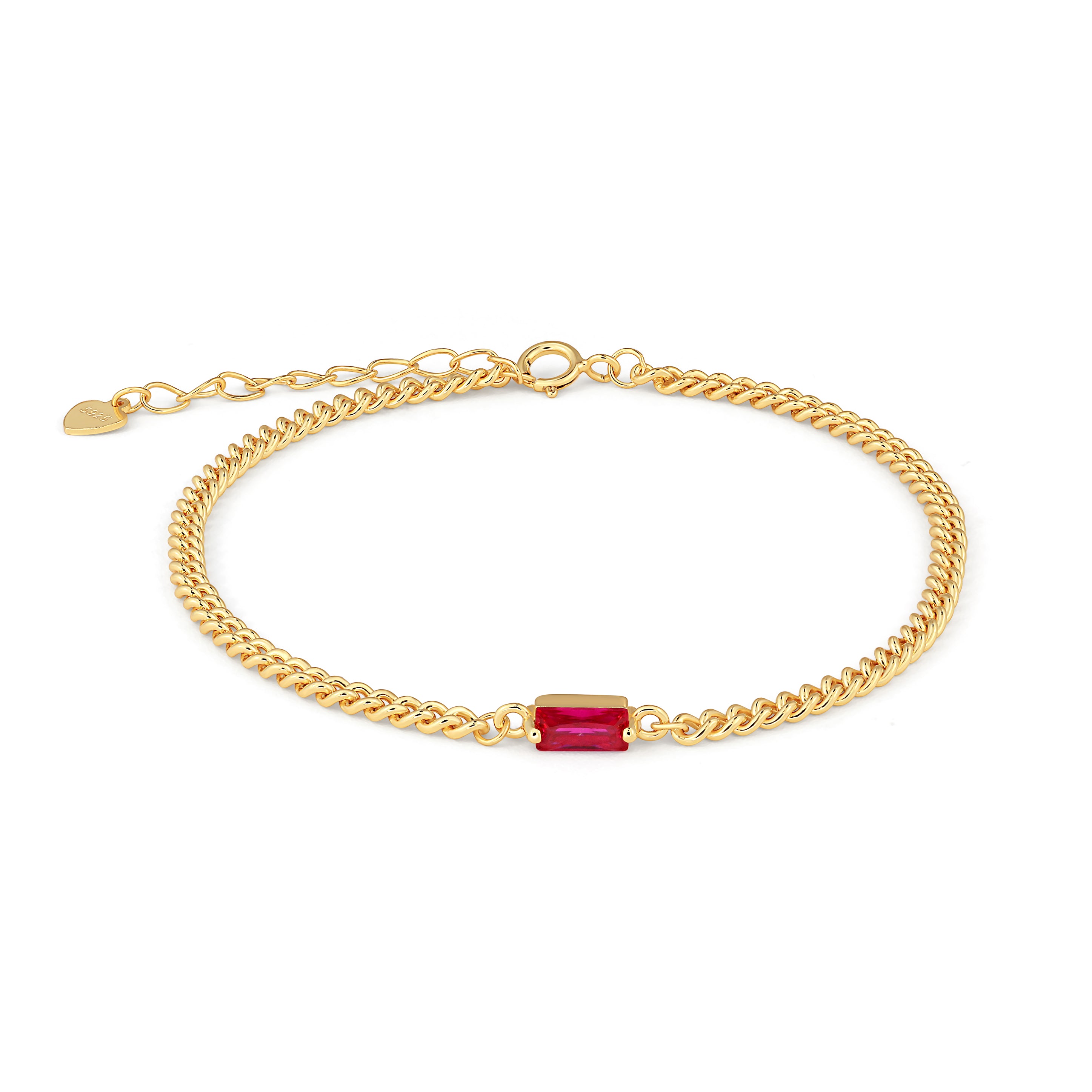 Vintage Ruby Gemstone gold plated silver Bracelet