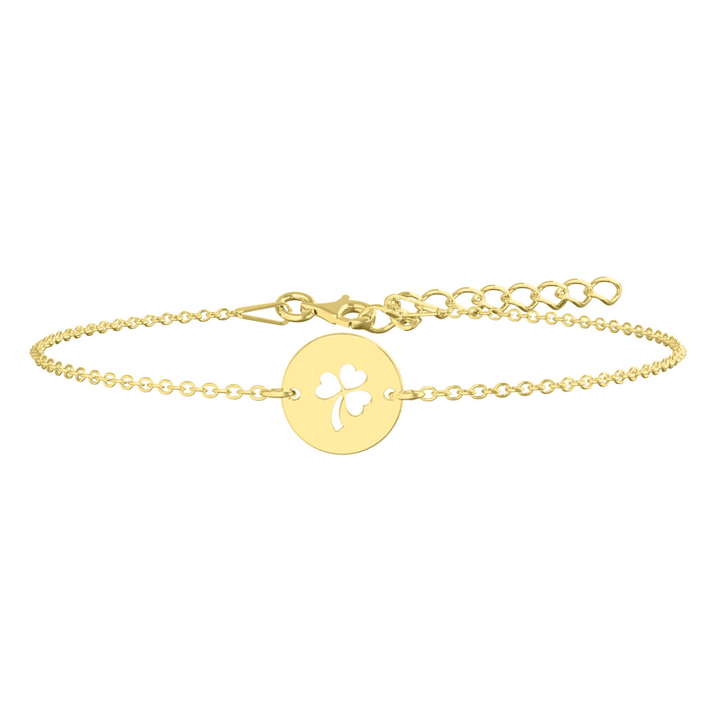 Brățară elegantă din argint 925 placat cu aur 18K, cu bănuț și simbol trifoi – bijuterie Maison La Stéphanie, cadou ideal pentru 8 martie, Mărțișor sau ocazii corporate.