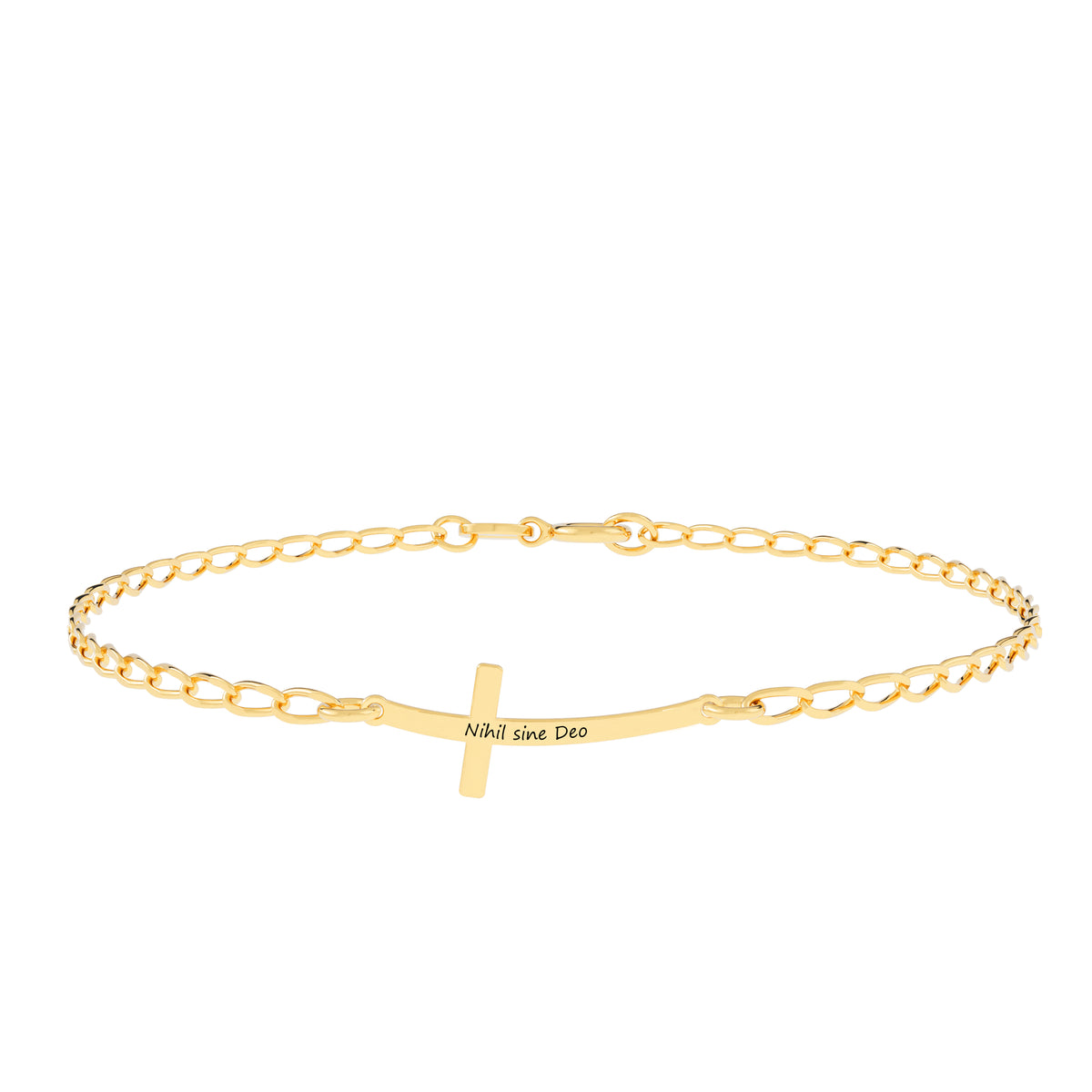 Bratara barbati din argint 925 placat cu aur cu cruce personalizabila, gravata cu text – Maison La Stephanie