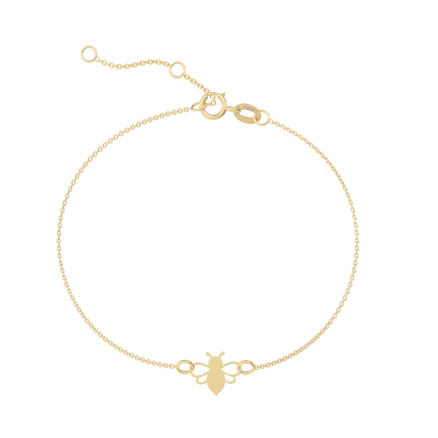 Brățară din aur de 8K cu charm albinuță, realizată din aur galben, cu design delicat și lanț fin ajustabil. Bijuterie simbolică, ideală pentru purtare zilnică sau cadou cu semnificație.