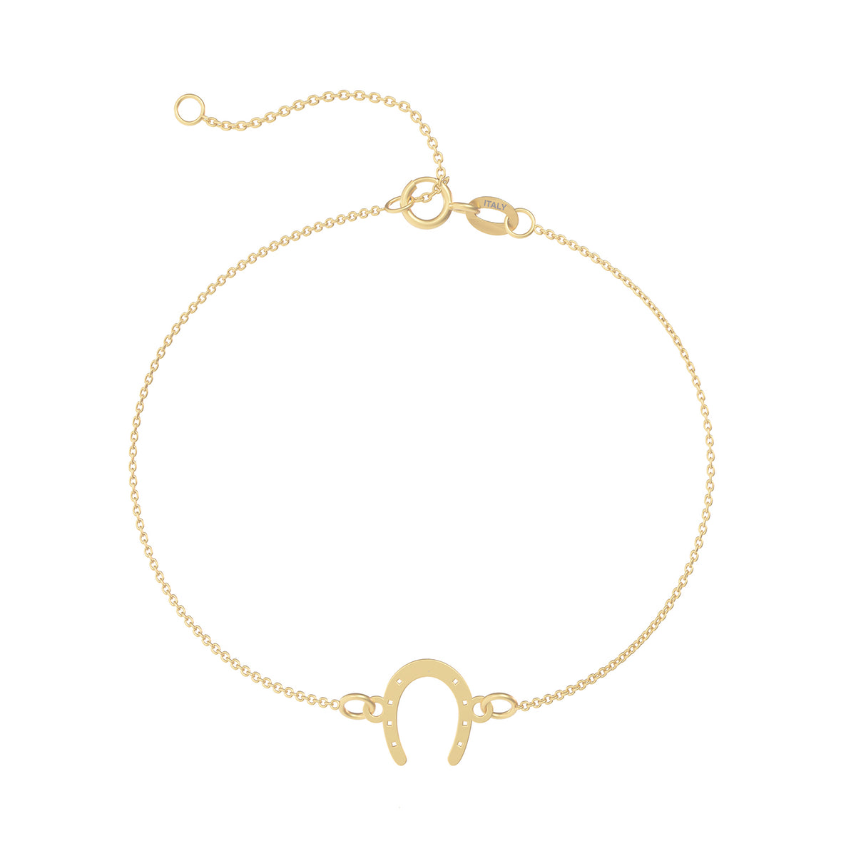 Brățară din aur de 8K cu charm potcoavă norocoasă, realizată din aur galben, cu design delicat și lanț fin ajustabil. Bijuterie simbolică, ideală pentru purtare zilnică sau cadou cu semnificație.