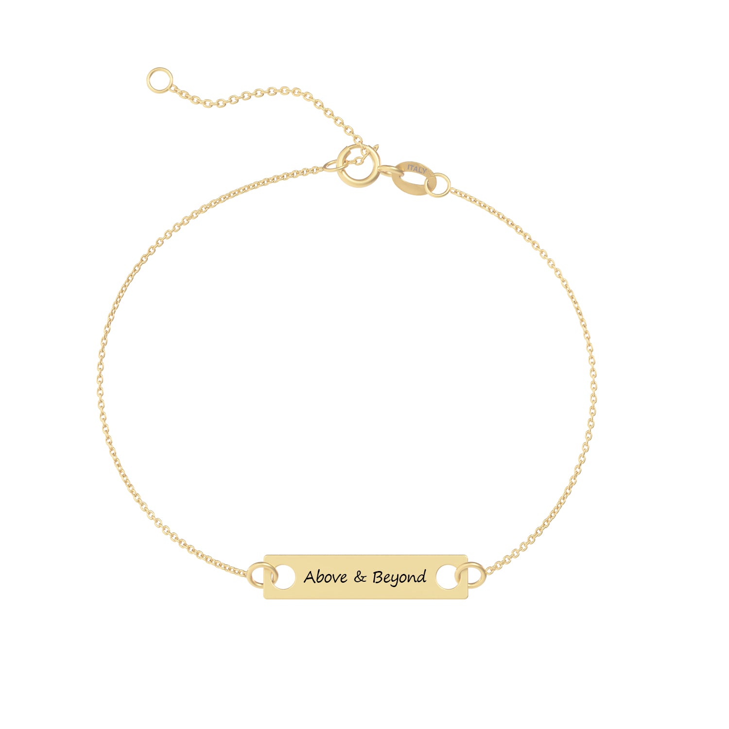 Brățară din aur de 8K cu plăcuță personalizată , gravată cu inițială, text scurt, simbol, dată sau nume. Bijuterie delicată din aur galben, ideală pentru cadou personalizat.