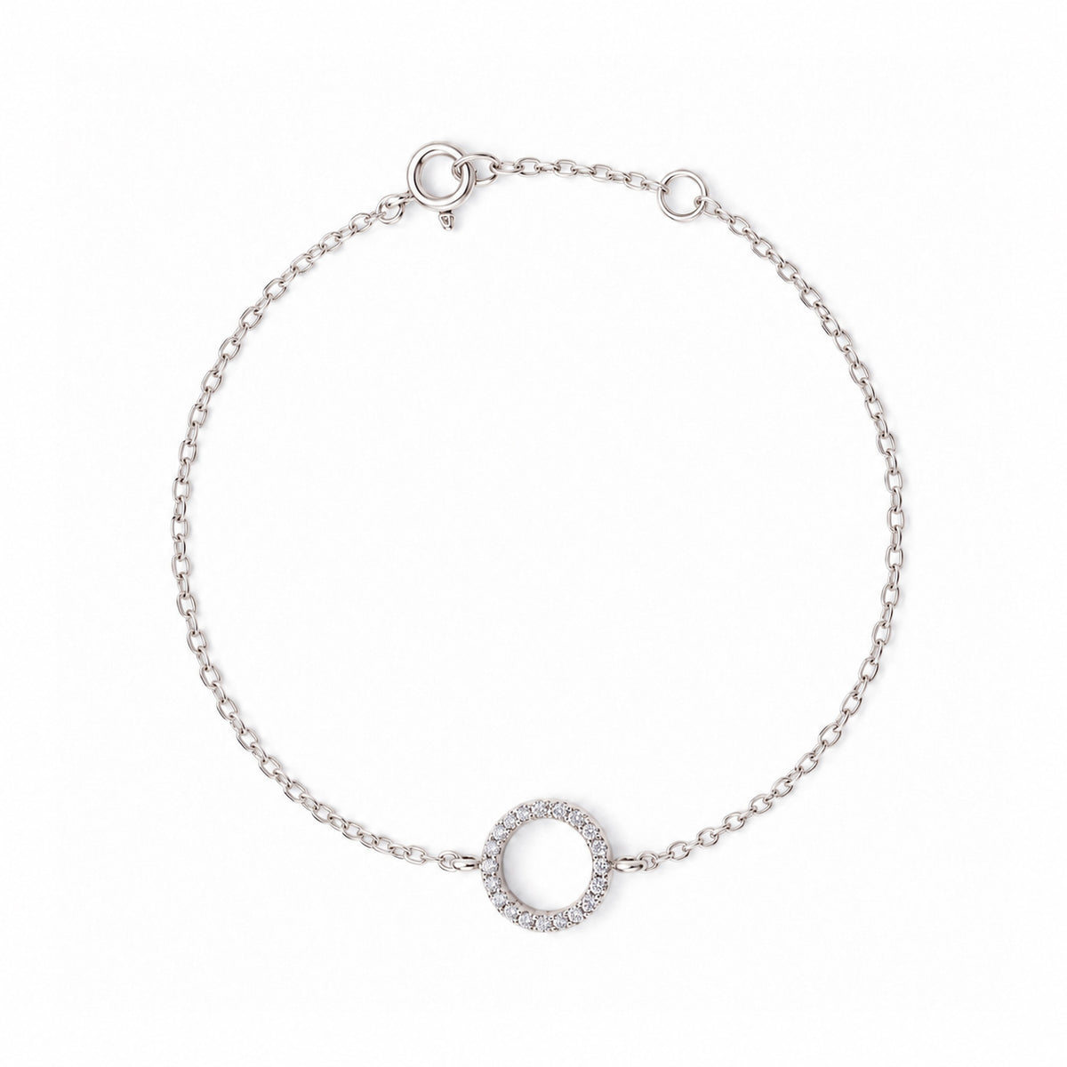 Bratara Halo Pavé Argint 925 cu charm circular decorat cu pietre transparente si lant fin, Black Friday MAISON La Stéphanie