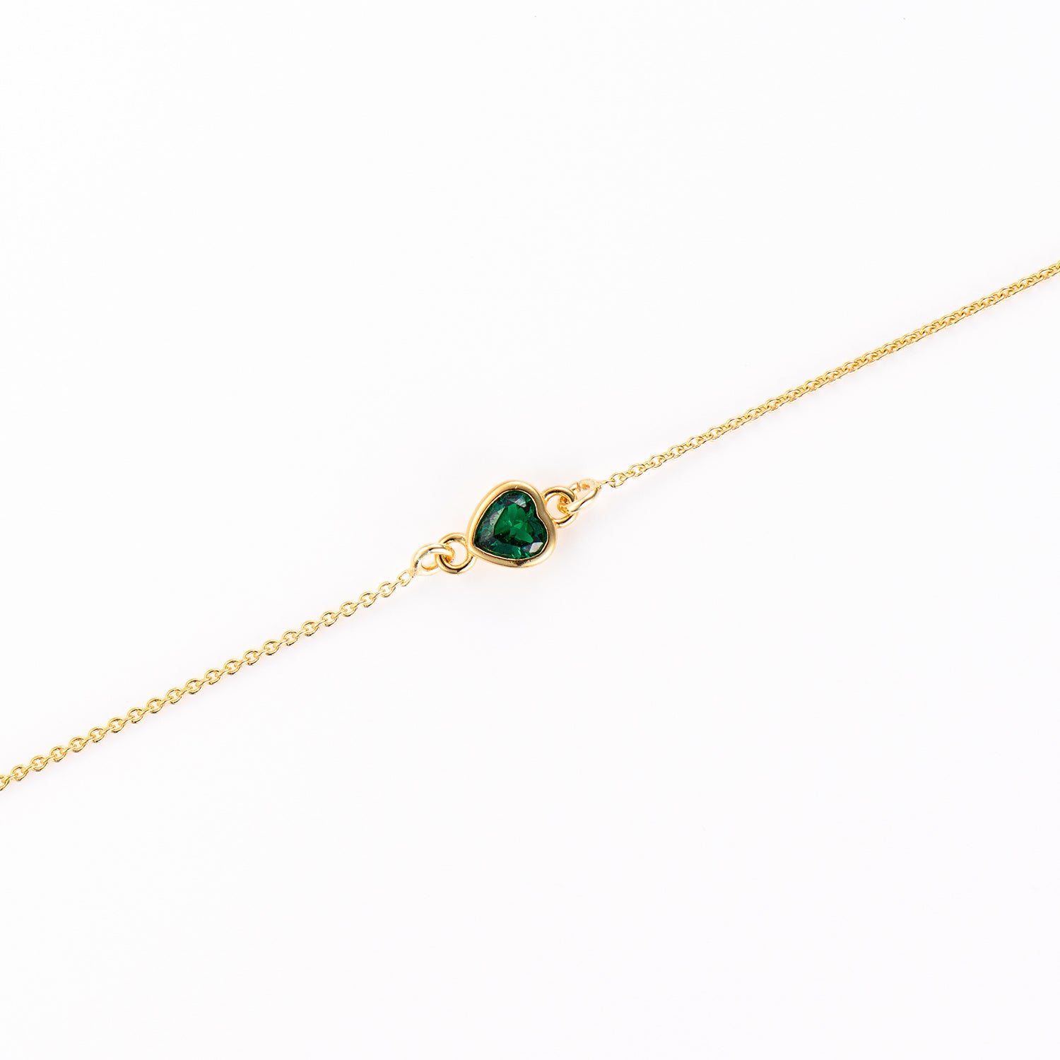 Brățară elegantă din argint 925 placat cu aur 18K, cu piatră verde zirconia – bijuterie rafinată Maison La Stéphanie, ideală pentru cadou.