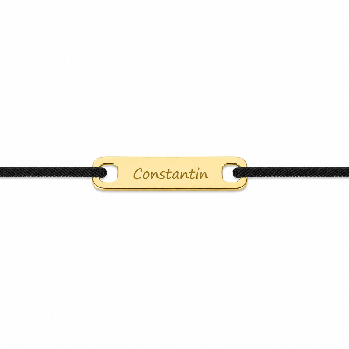 Brățară personalizată Maison La Stéphanie din argint 925 placat cu aur de 18K, ideală pentru bărbați, tați, frați sau nași. Design elegant, șnur reglabil și gravură personalizata
