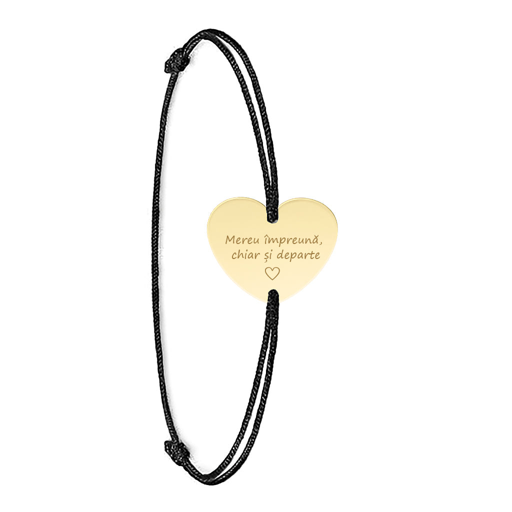 bratara snur personalizata prin gravura charm inima aur 8k