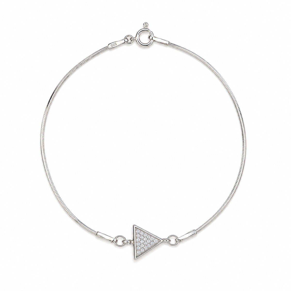 Bratara Triangle Glow Argint 925 cu pandantiv triunghiular decorat cu pietre transparente si lant fin, Black Friday MAISON La Stéphanie