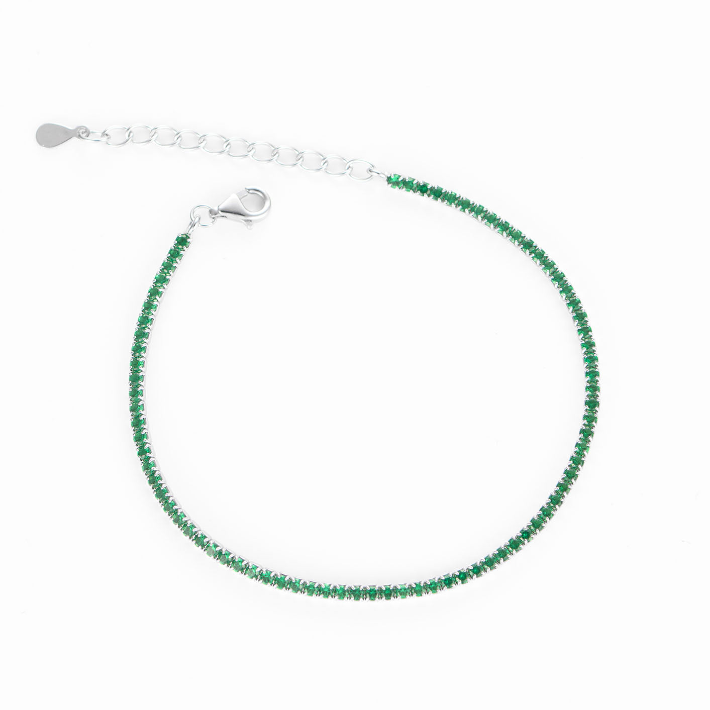 BRATARA ARGINT TENNIS ZIRCONIA ELEGANT VINTAGE GREEN Maison la Stephanie