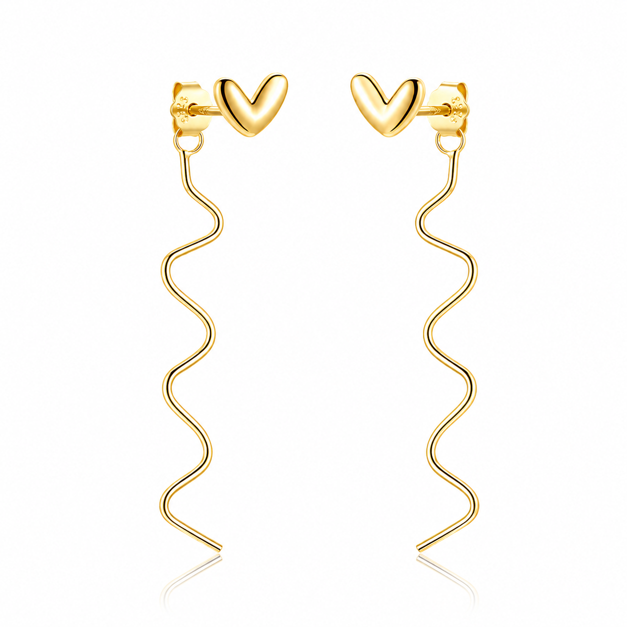 Cercei Argint 925 Placat cu Aur Golden Wave Heart | Maison La Stéphanie