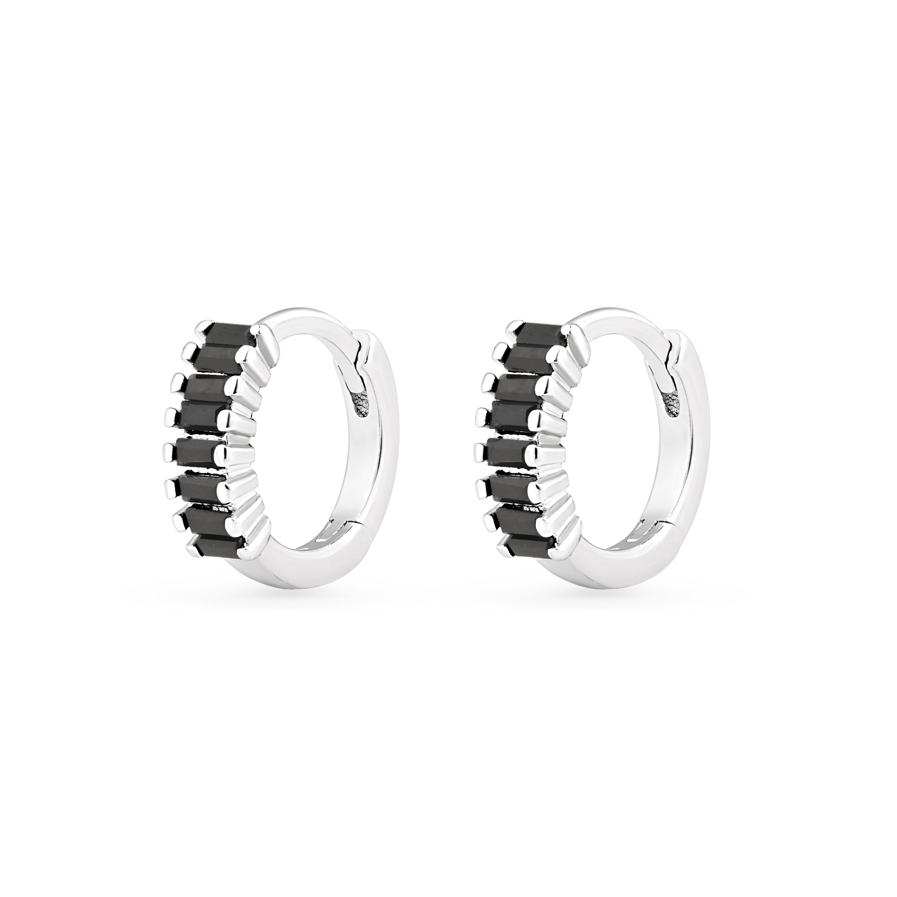 Cercei hoops din argint 925 cu zirconia neagră, bijuterie elegantă, modernă și cadou ideal pentru femei, marca Maison La Stéphanie.