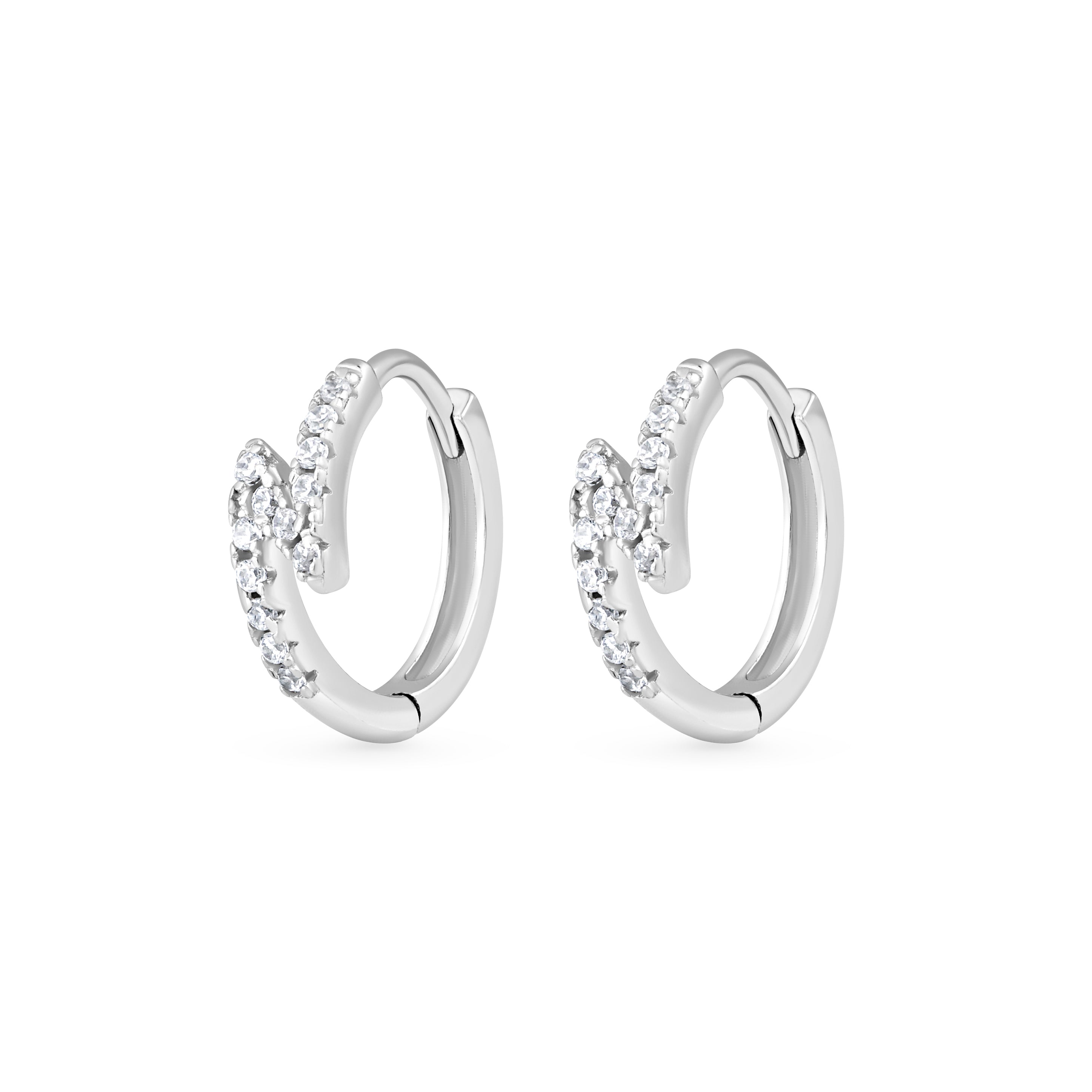 Cercei hoops din argint 925 cu zirconia albă, bijuterie elegantă, rafinată și ideală pentru cadou, marca Maison La Stéphanie.